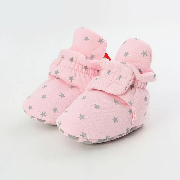 0-1 Year Old Spring and Autumn Knitted Baby Shoes Warm Toddler Cotton Shoes, Size:Inner Length 13cm(Pink Stars)