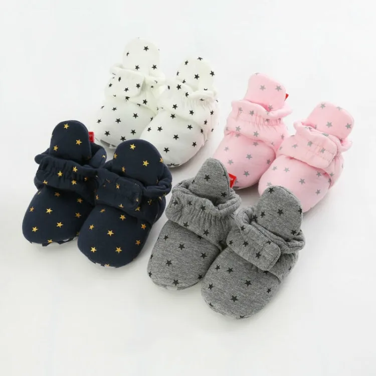 0-1 Year Old Spring and Autumn Knitted Baby Shoes Warm Toddler Cotton Shoes, Size:Inner Length 13cm(Pink Stars)