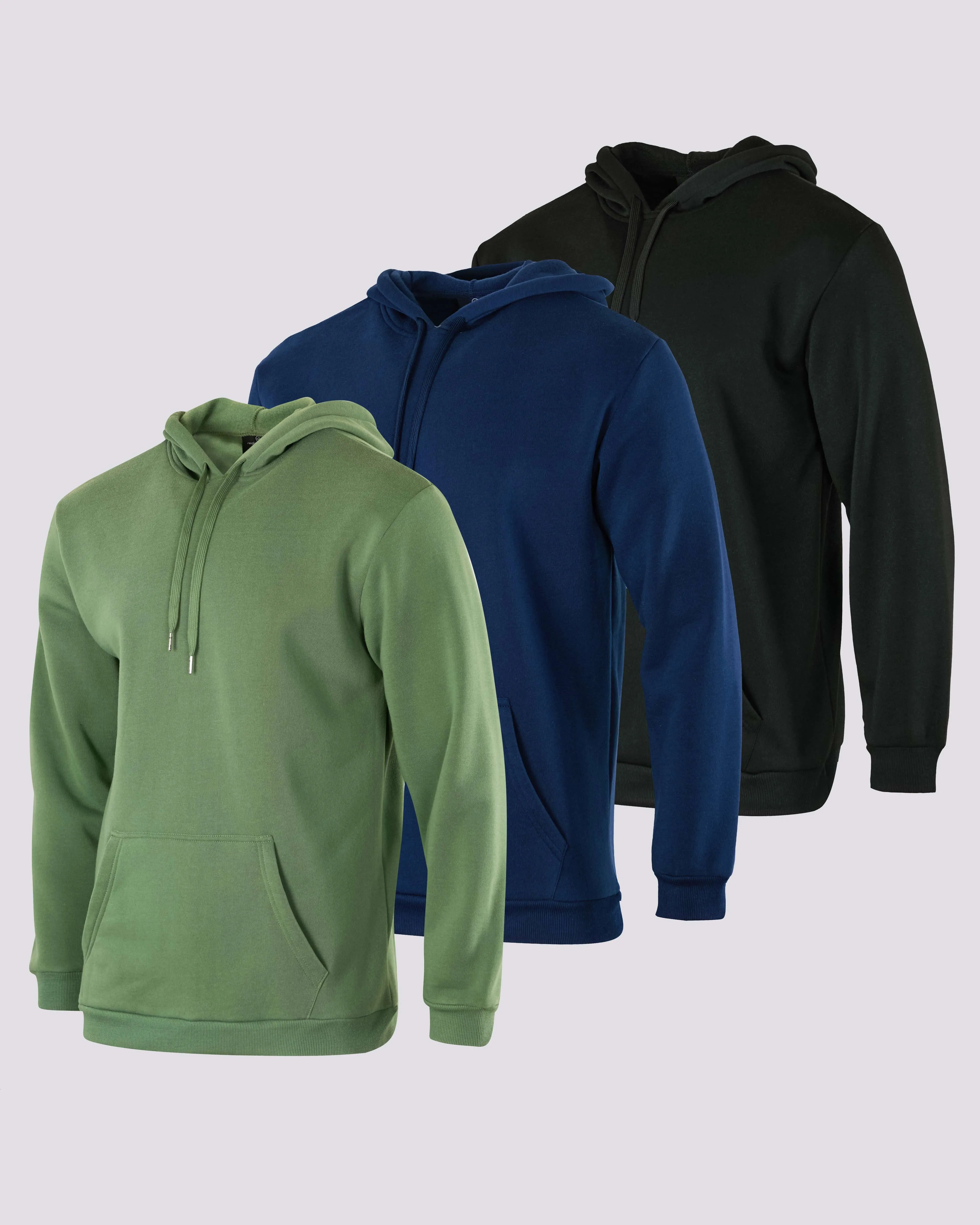 3 Pack: Mens Fleece Pullover Hoodie Sweatshirt