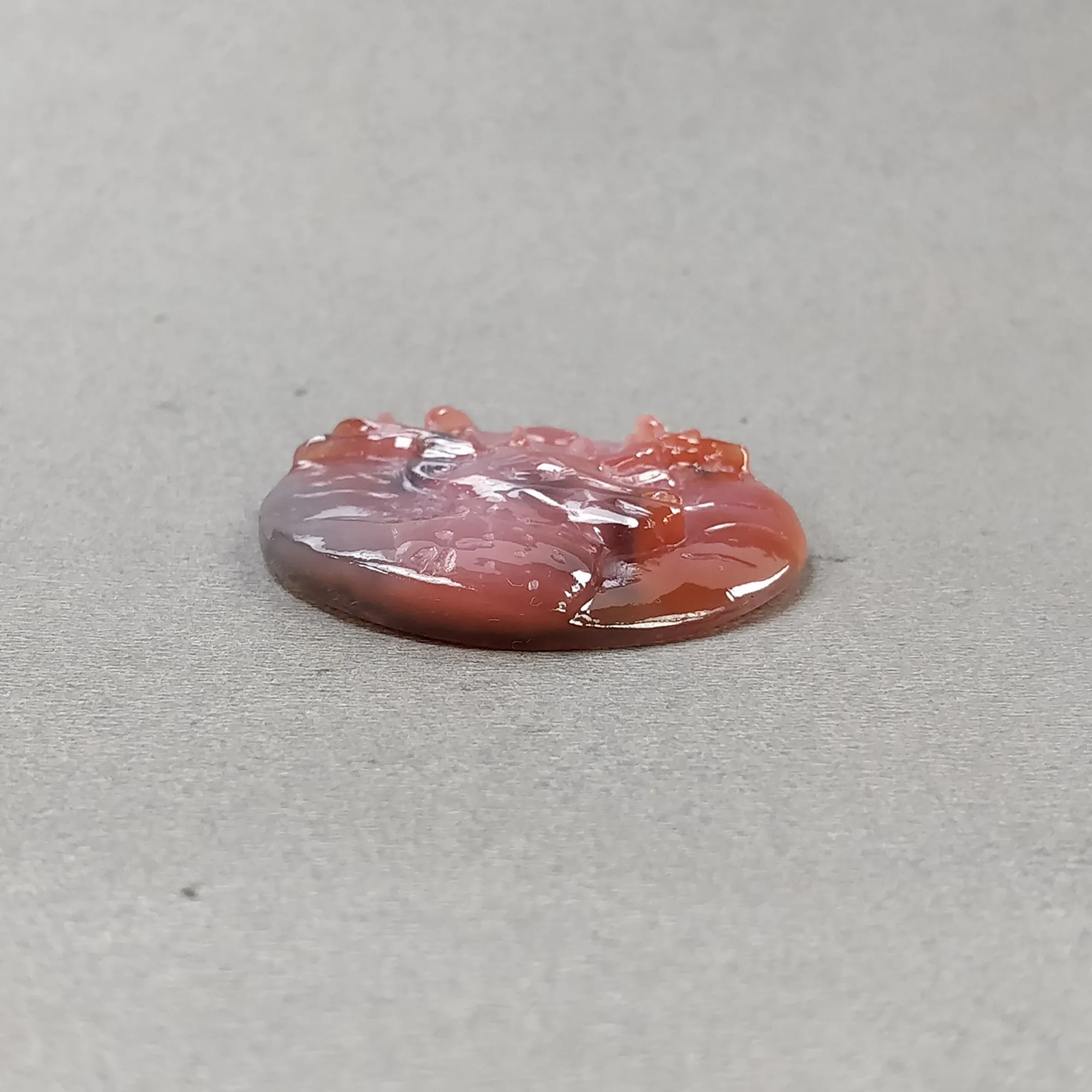 AGATE Gemstone Carving : 58.90cts Natural Untreated Unheated Orange Agate Hand Carved REINDEER 38mm