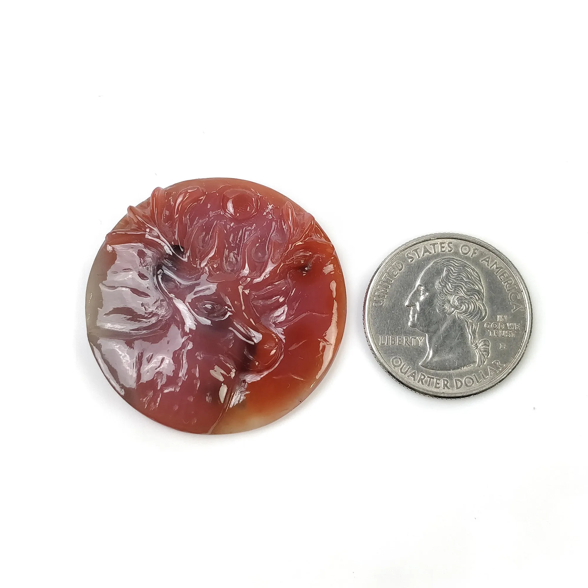 AGATE Gemstone Carving : 58.90cts Natural Untreated Unheated Orange Agate Hand Carved REINDEER 38mm