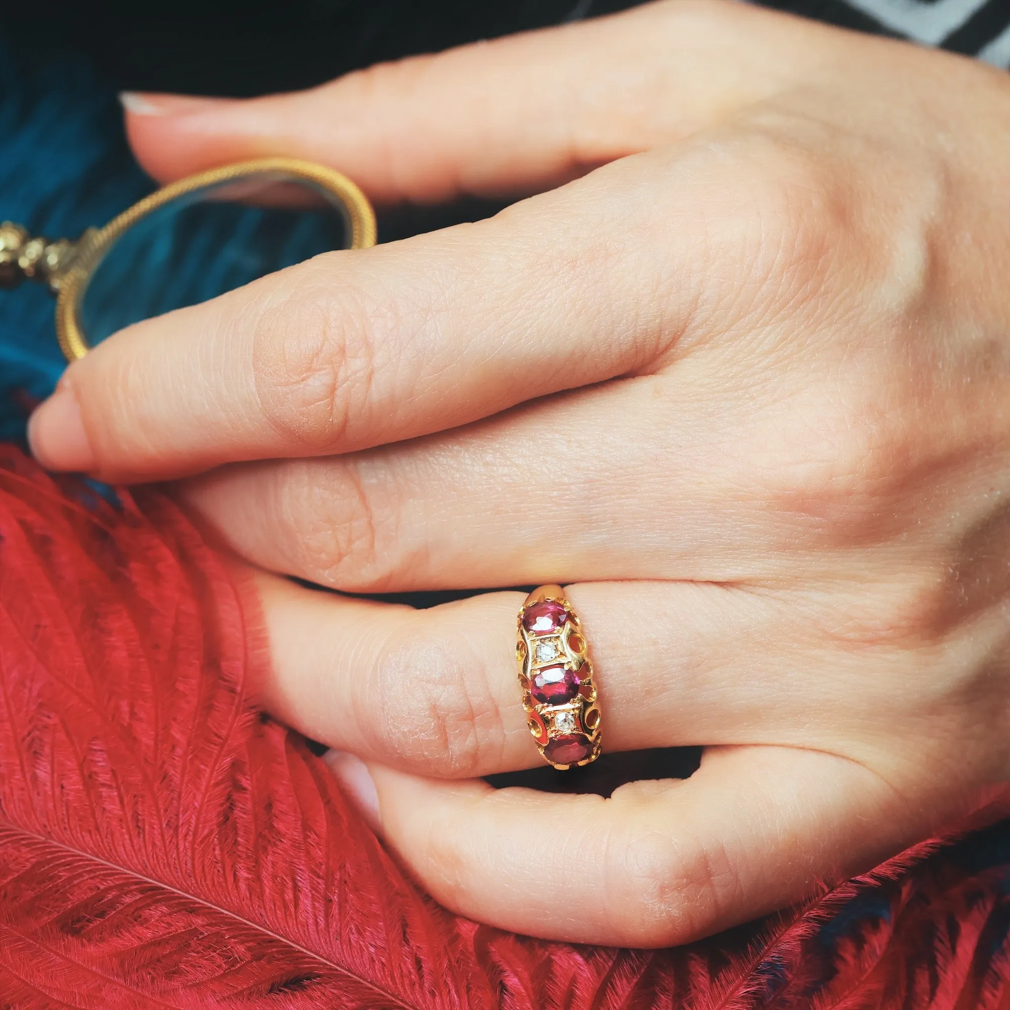 Antique Date 1911 Pink Tourmaline & Diamond Ring