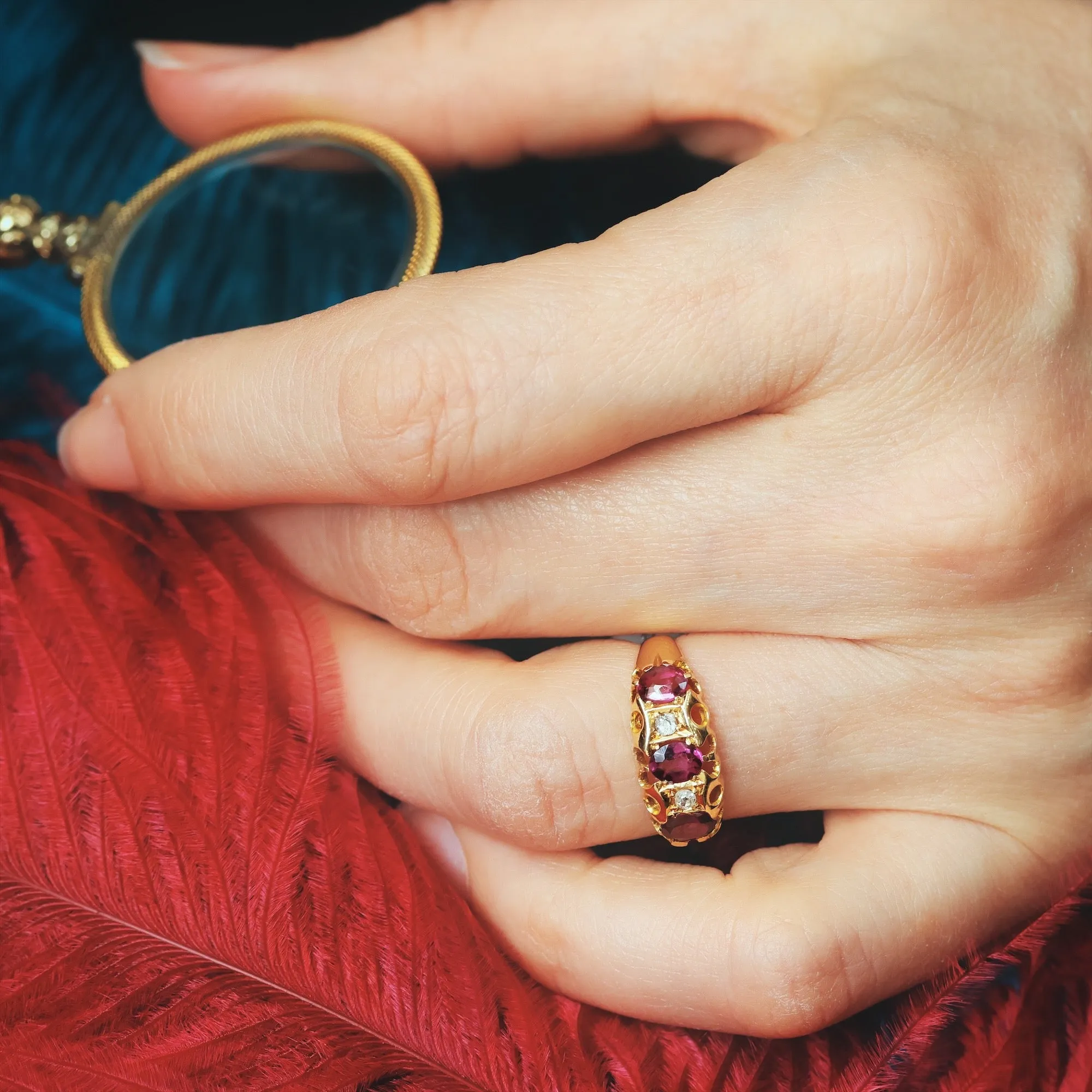 Antique Date 1911 Pink Tourmaline & Diamond Ring