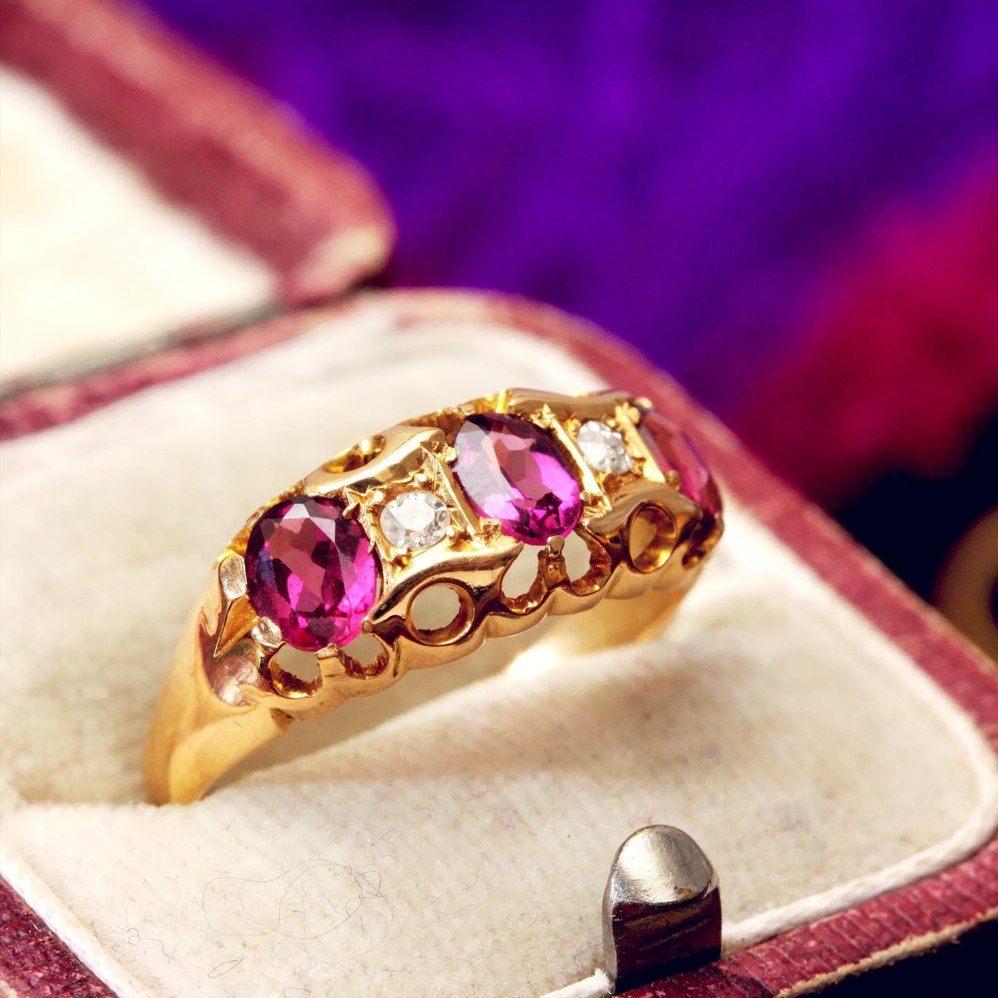 Antique Date 1911 Pink Tourmaline & Diamond Ring