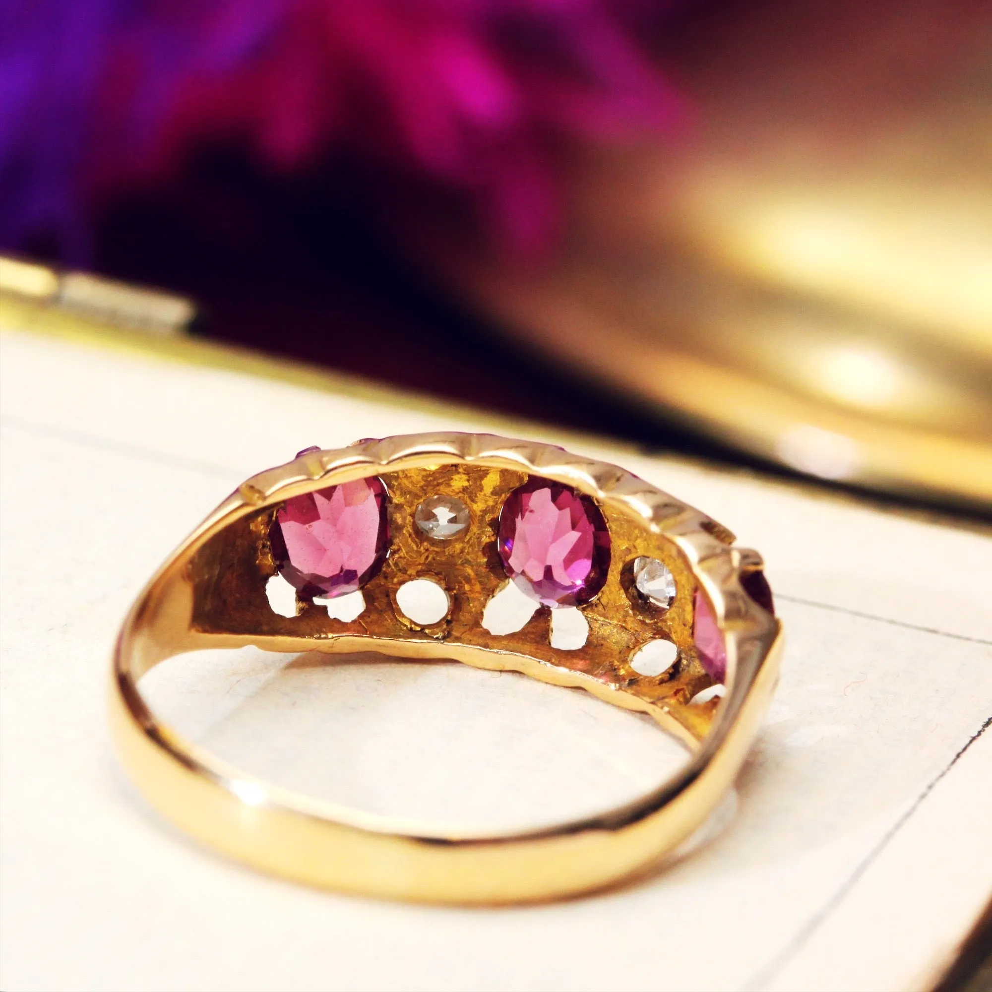 Antique Date 1911 Pink Tourmaline & Diamond Ring