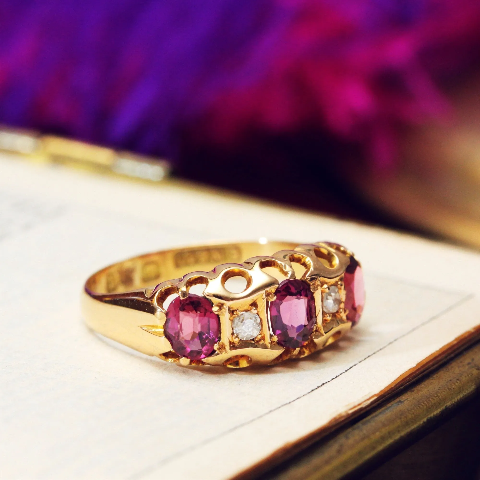 Antique Date 1911 Pink Tourmaline & Diamond Ring