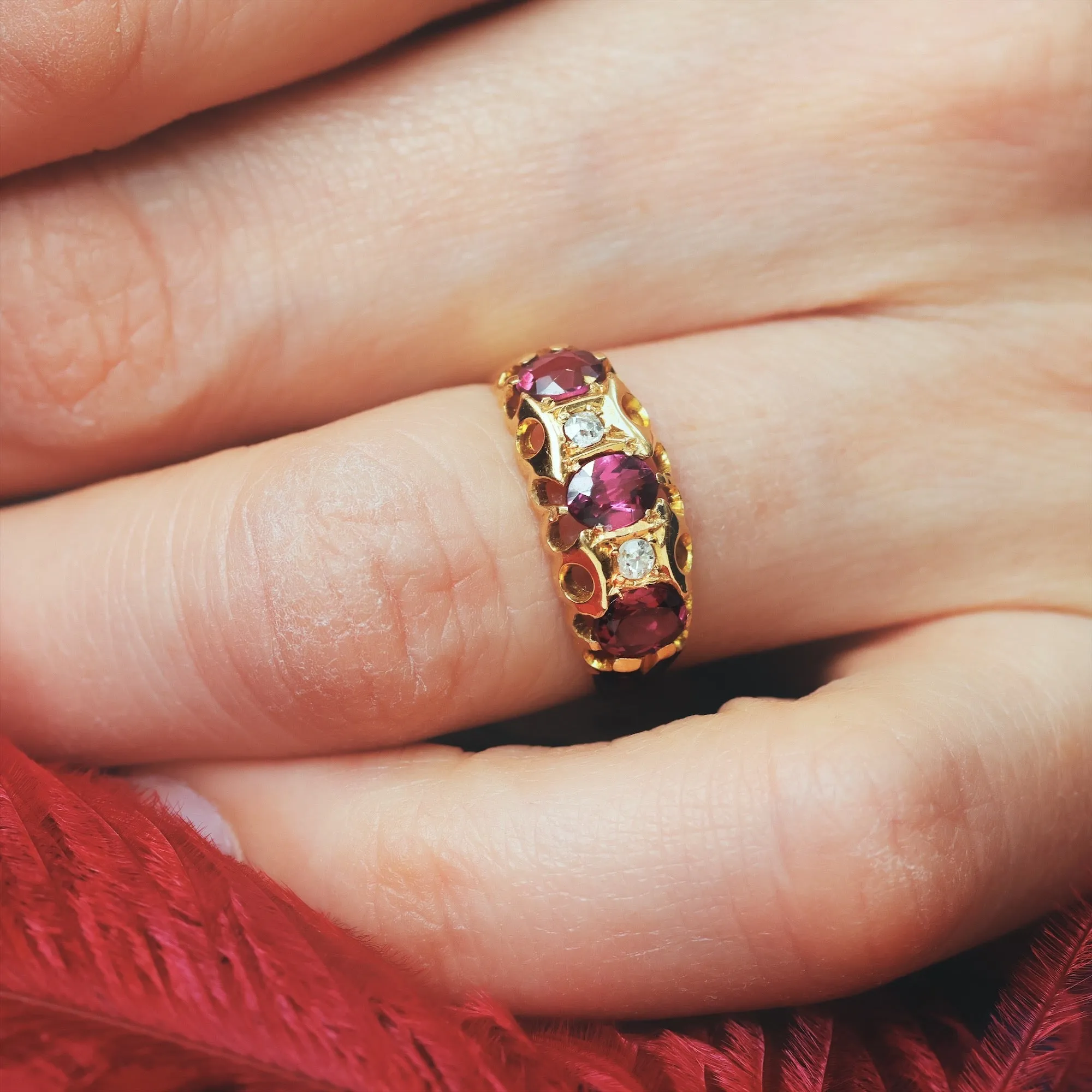 Antique Date 1911 Pink Tourmaline & Diamond Ring