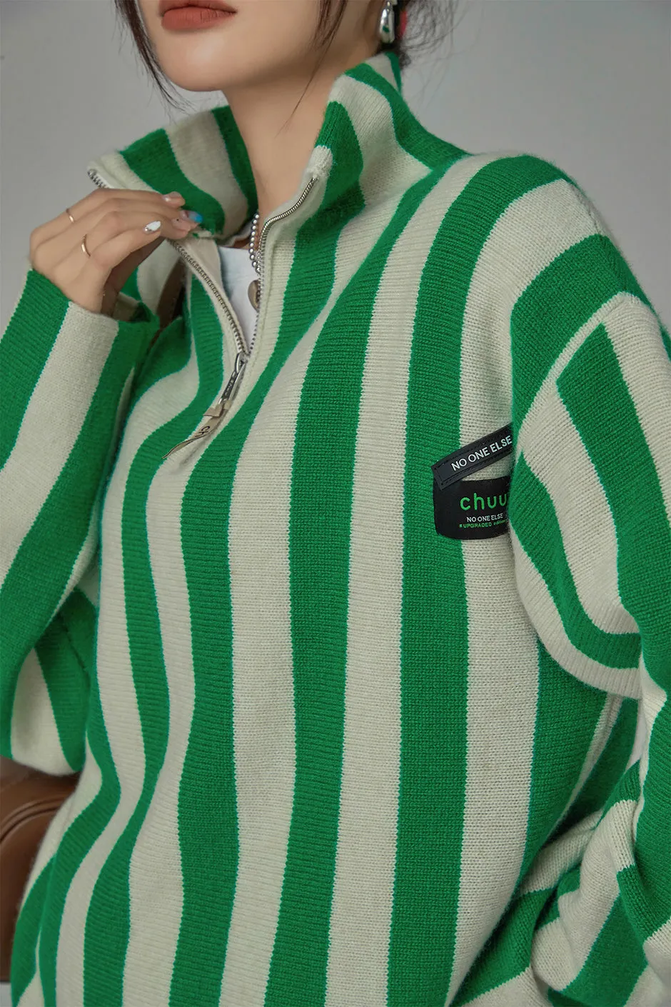 As You Know Half Zip-Up Knit Sweater