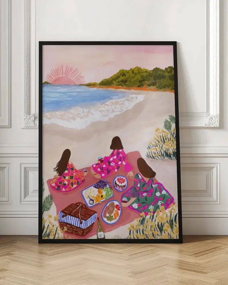 Beach Picnic by Sarah Gesek- Stretched Canvas, Poster or Fine Art Print