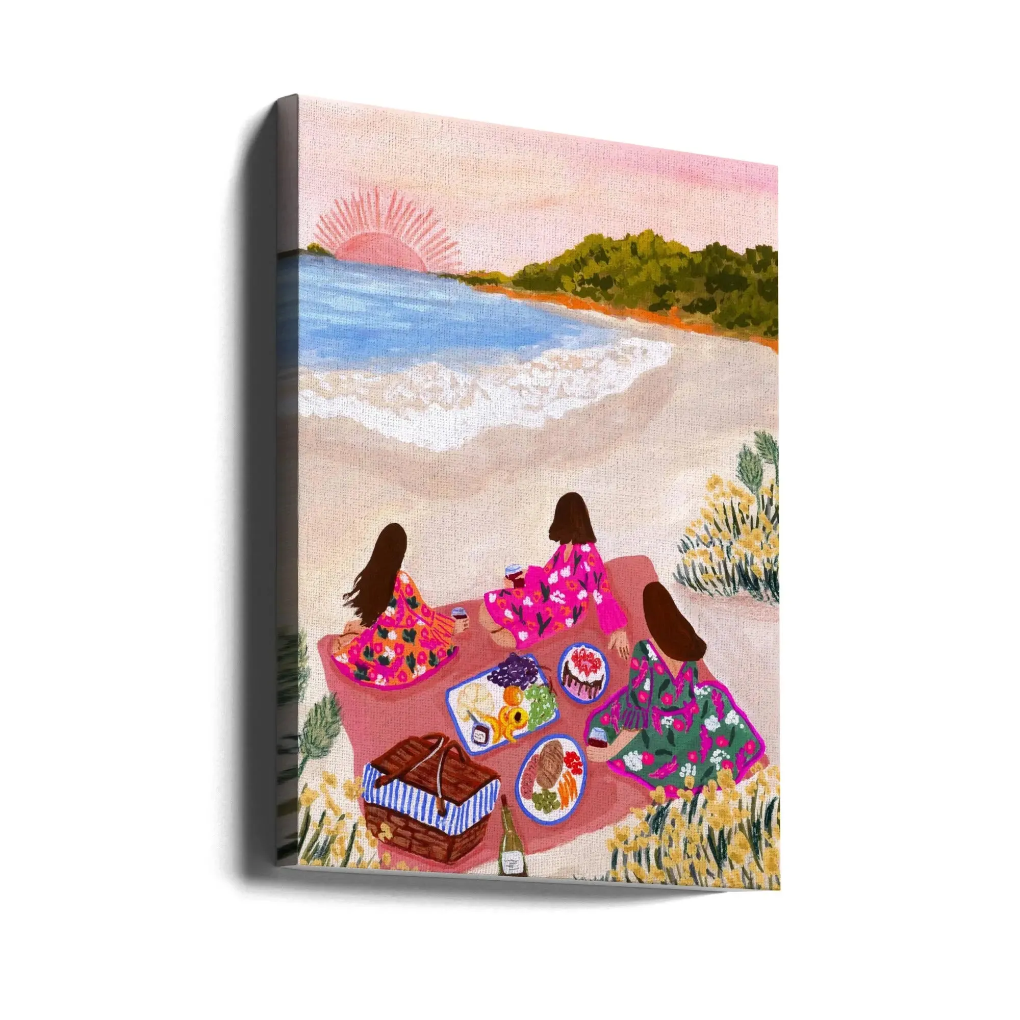 Beach Picnic by Sarah Gesek- Stretched Canvas, Poster or Fine Art Print