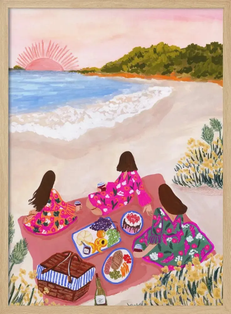 Beach Picnic by Sarah Gesek- Stretched Canvas, Poster or Fine Art Print