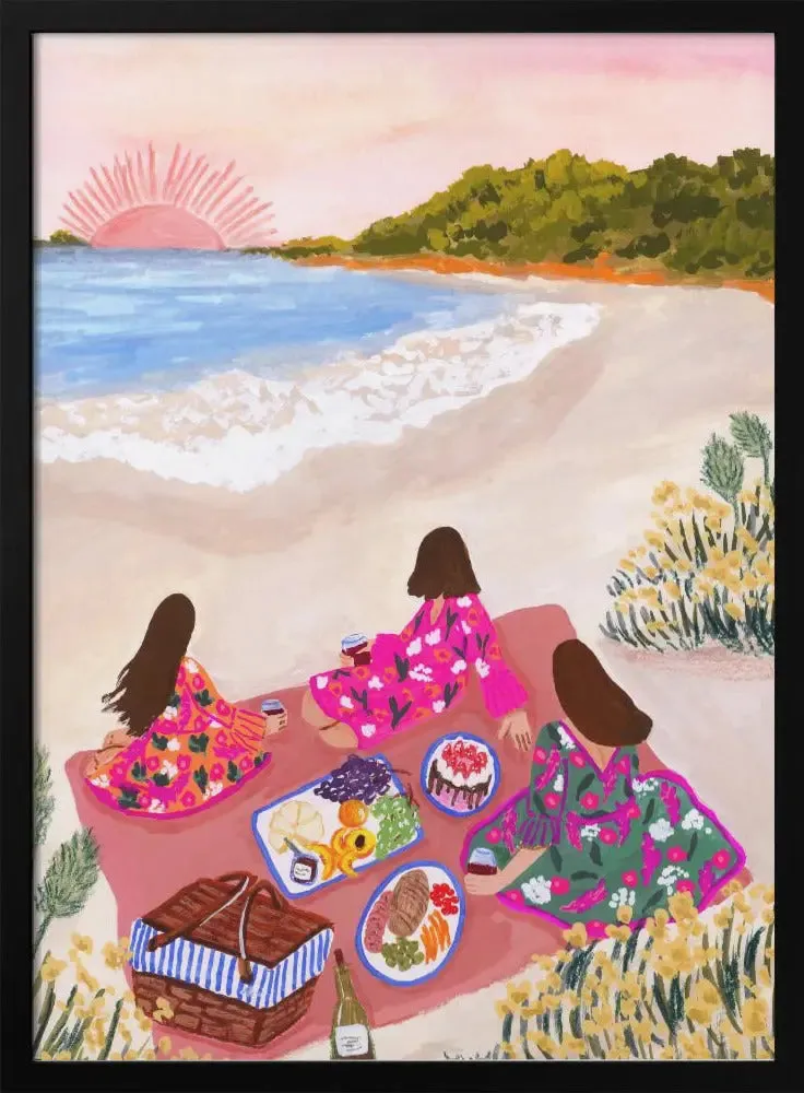 Beach Picnic by Sarah Gesek- Stretched Canvas, Poster or Fine Art Print