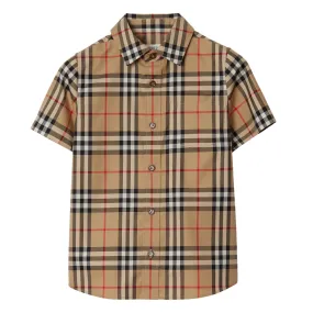 Beige Vintage Check Cotton Shirt