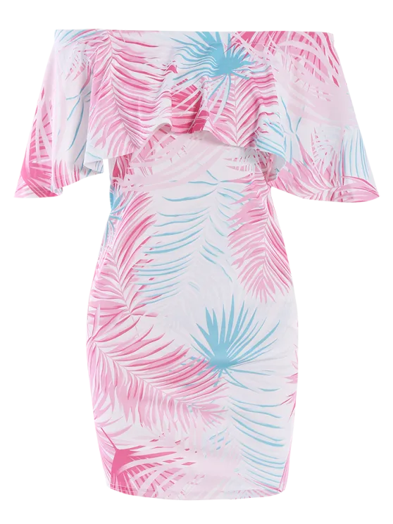 BerryBetty - Beautiful Off Shoulder Printed Bodycon Dress