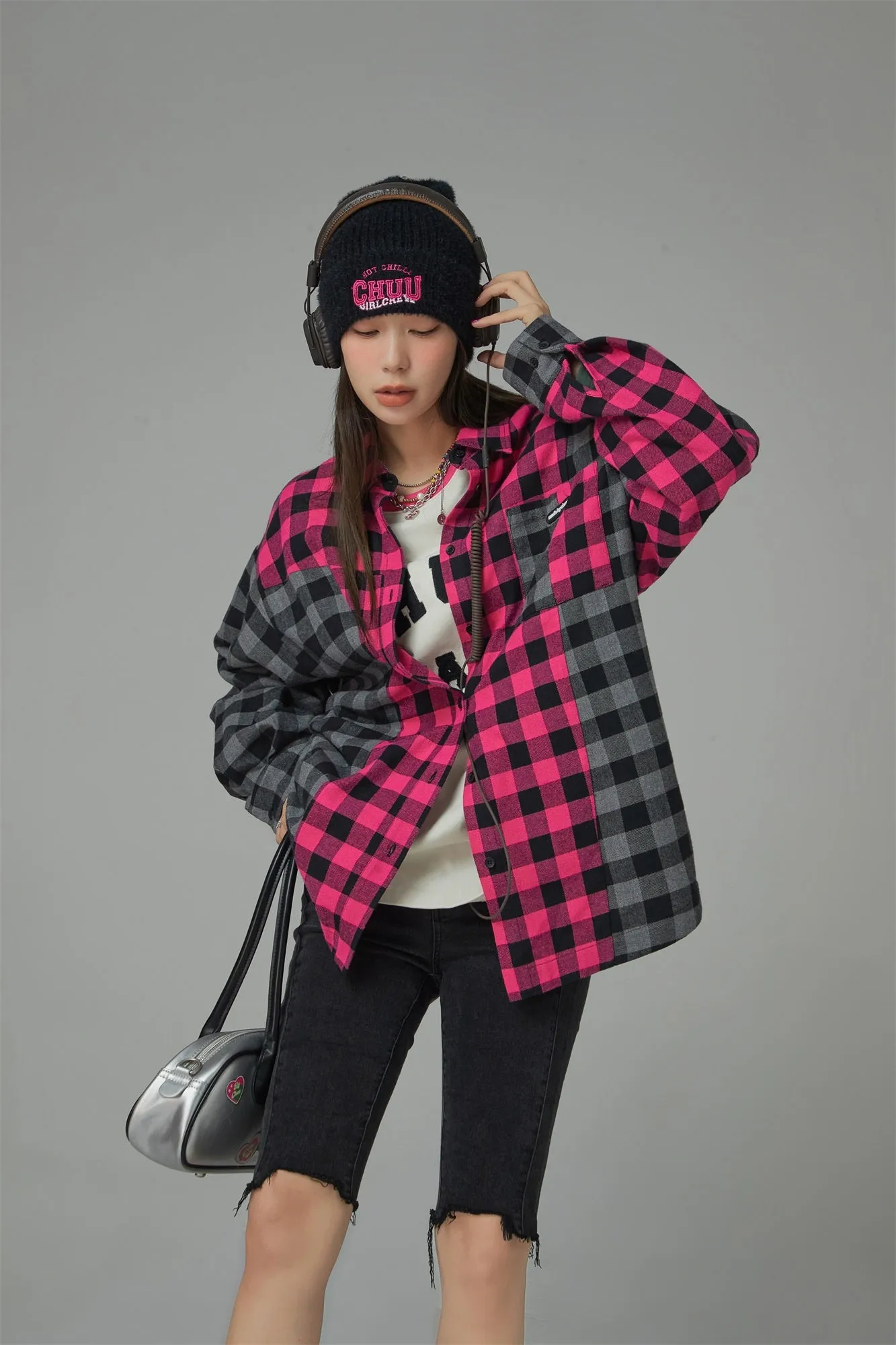 Bi-Color Oversized Check Shirt