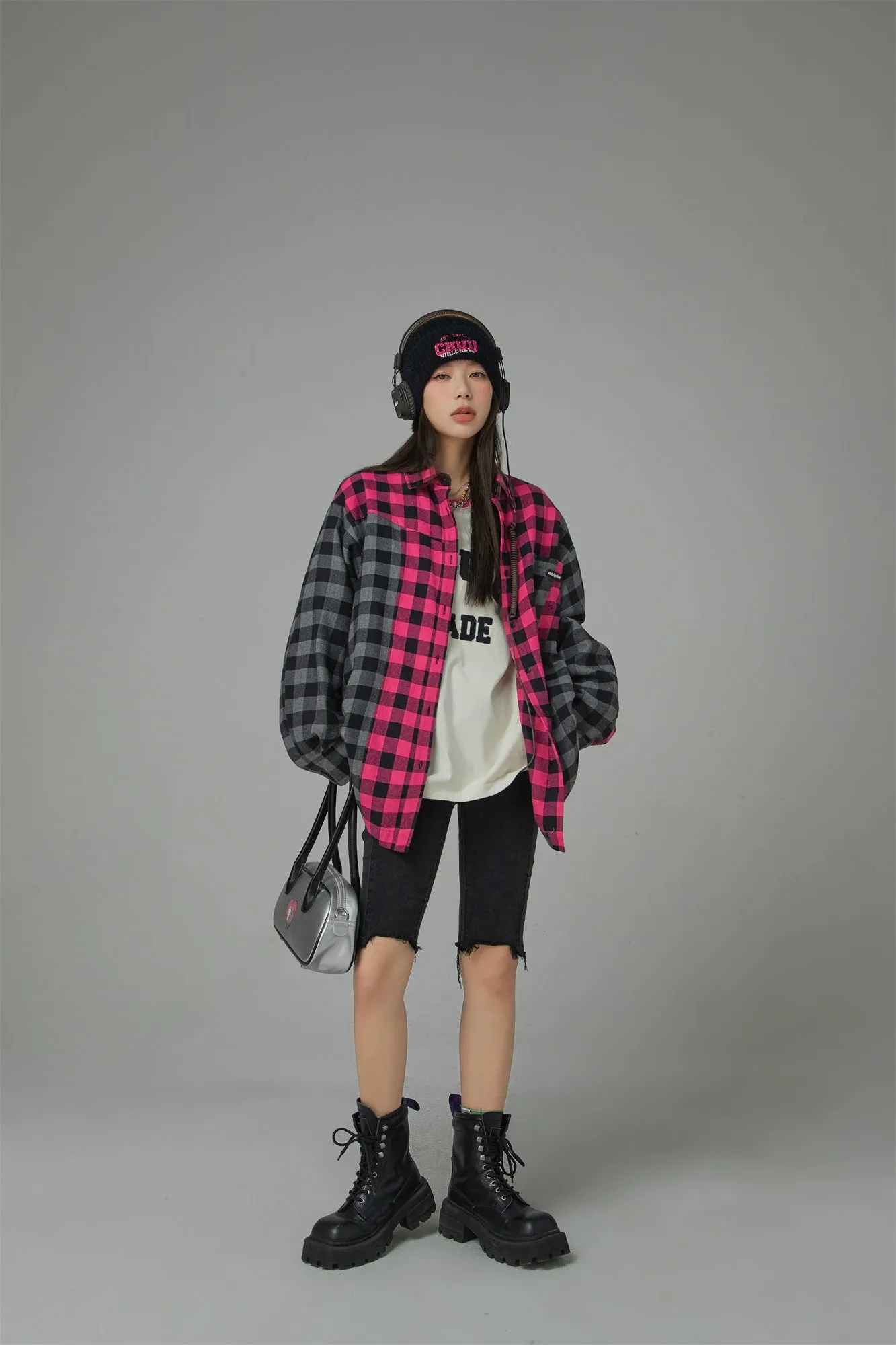 Bi-Color Oversized Check Shirt