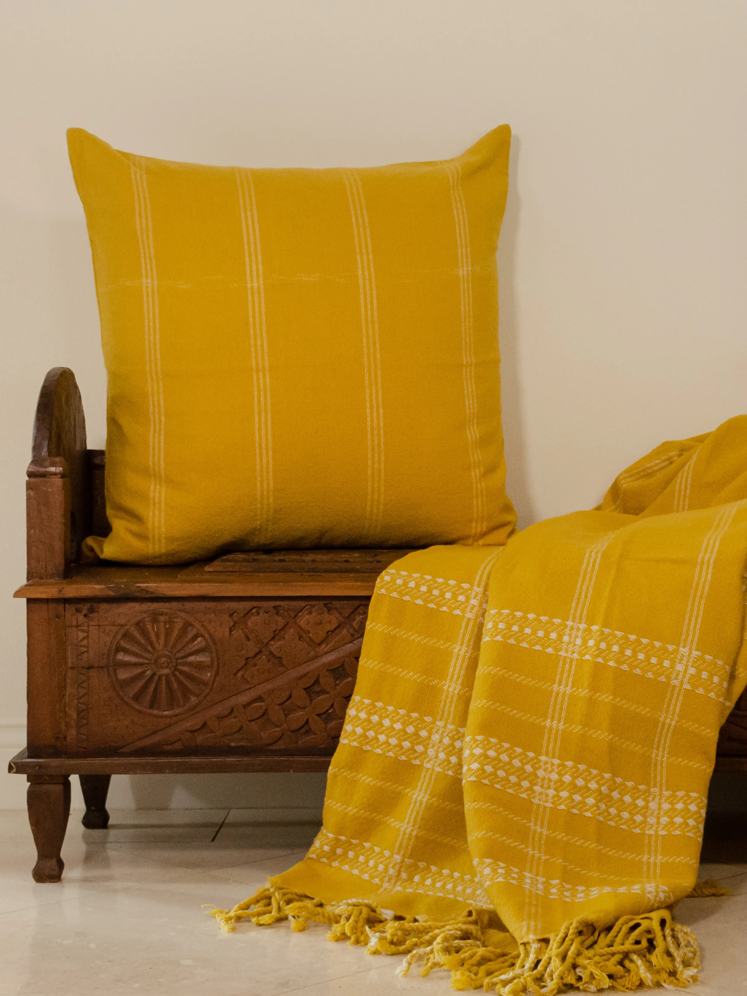 BK Tuscany Yellow Handwoven Pillow Cover