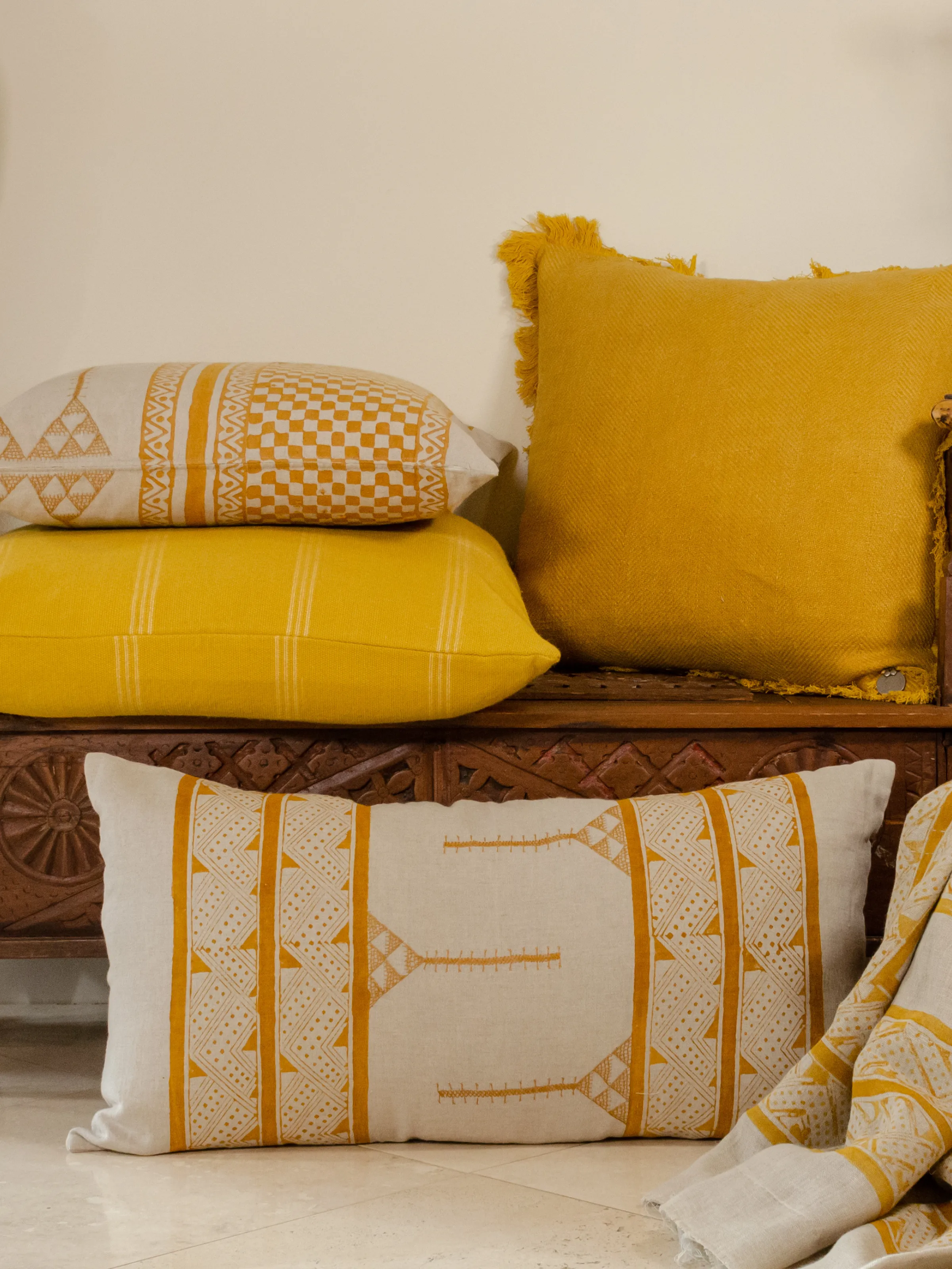 BK Tuscany Yellow Handwoven Pillow Cover