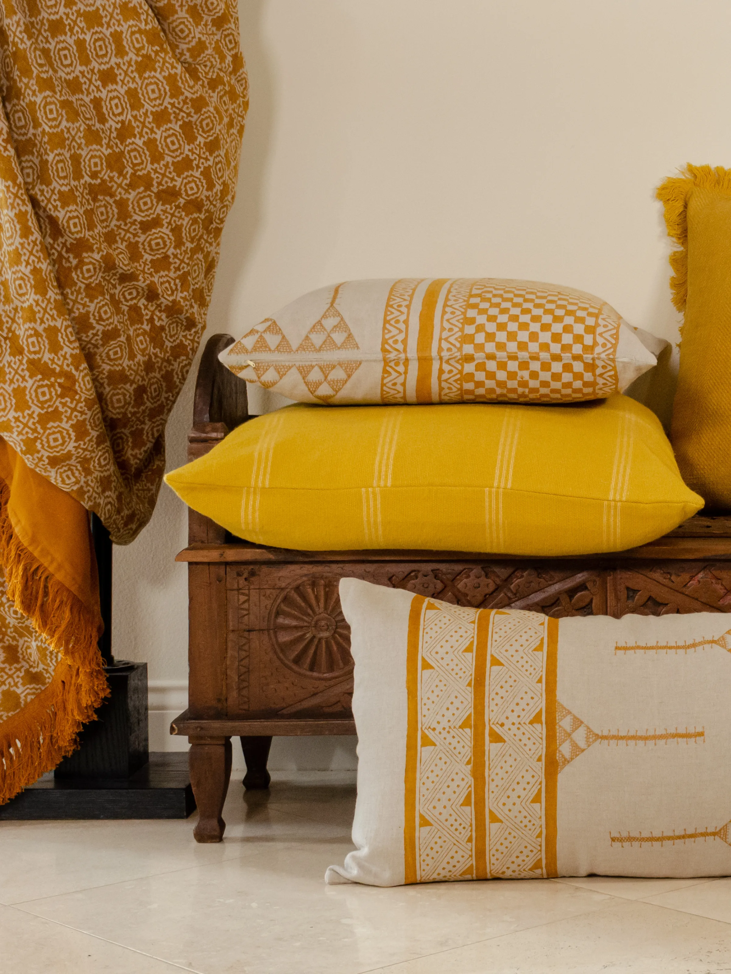 BK Tuscany Yellow Handwoven Pillow Cover