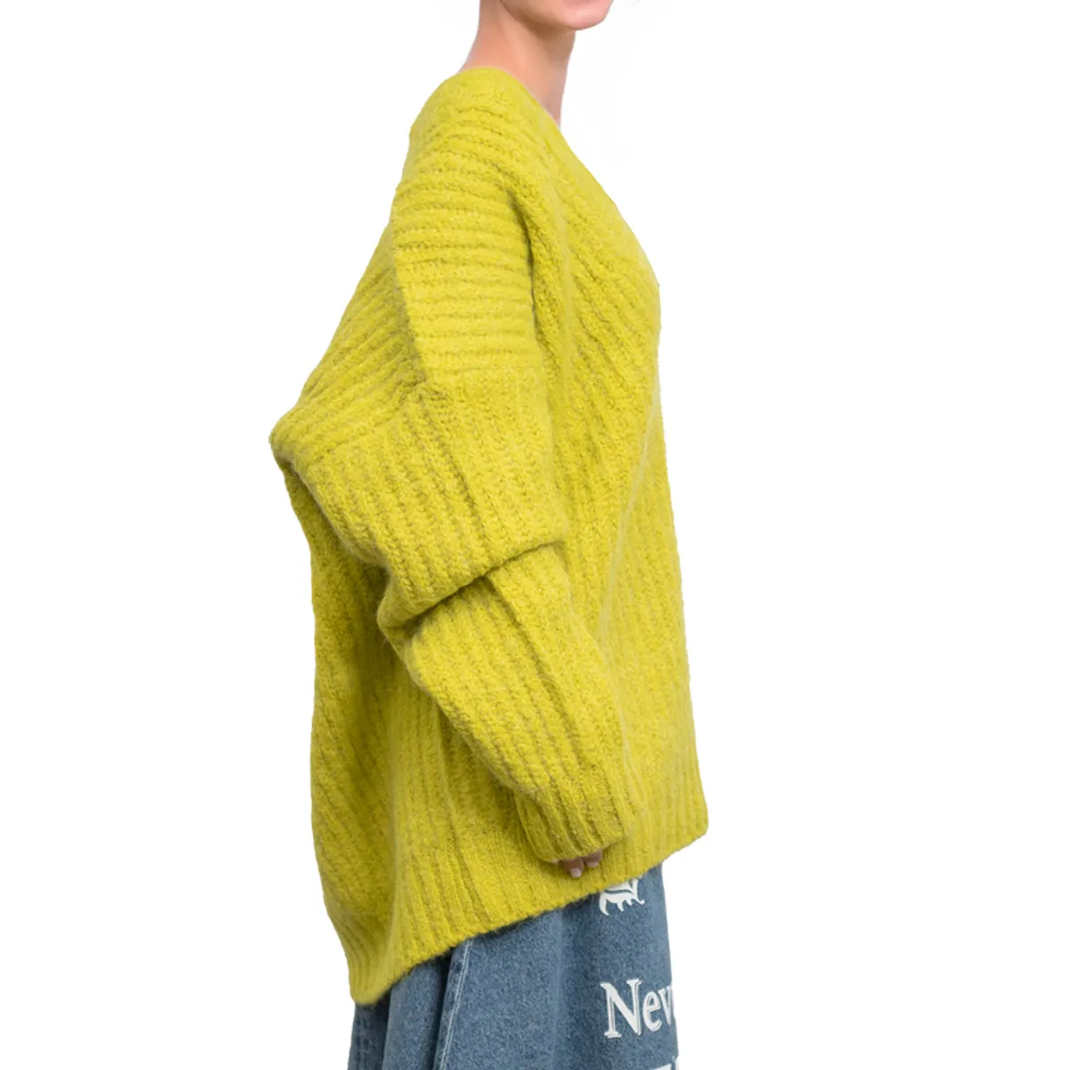 Blended wool v-neck sweater "Warm Winter" Yellow