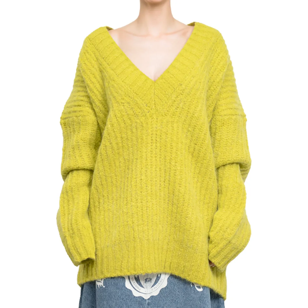 Blended wool v-neck sweater "Warm Winter" Yellow