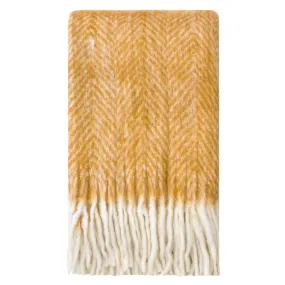 Bliss Mohair Blend Herringbone Yellow Throw