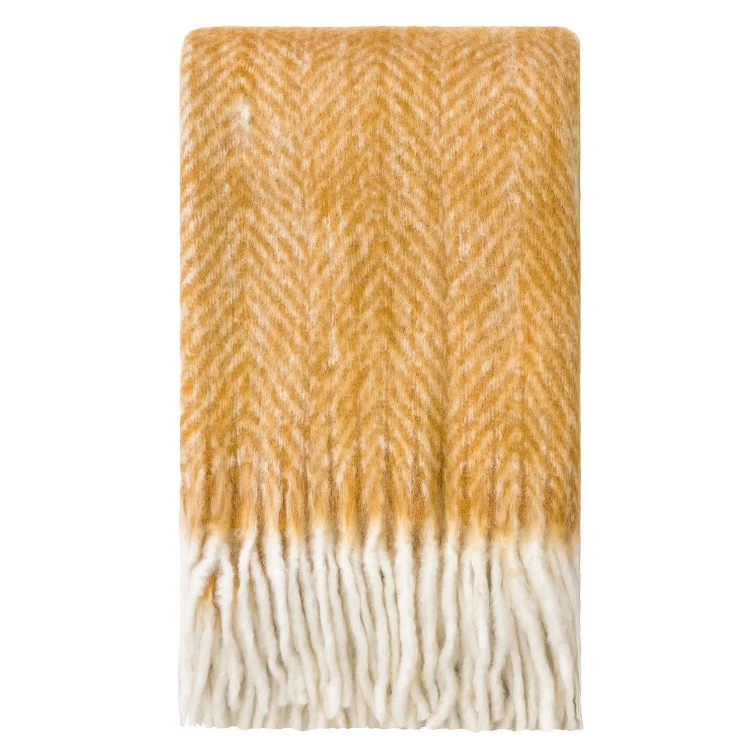 Bliss Mohair Blend Herringbone Yellow Throw