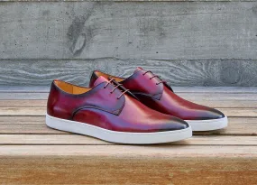 Calfskin Lace-Up Sneaker Burgundy