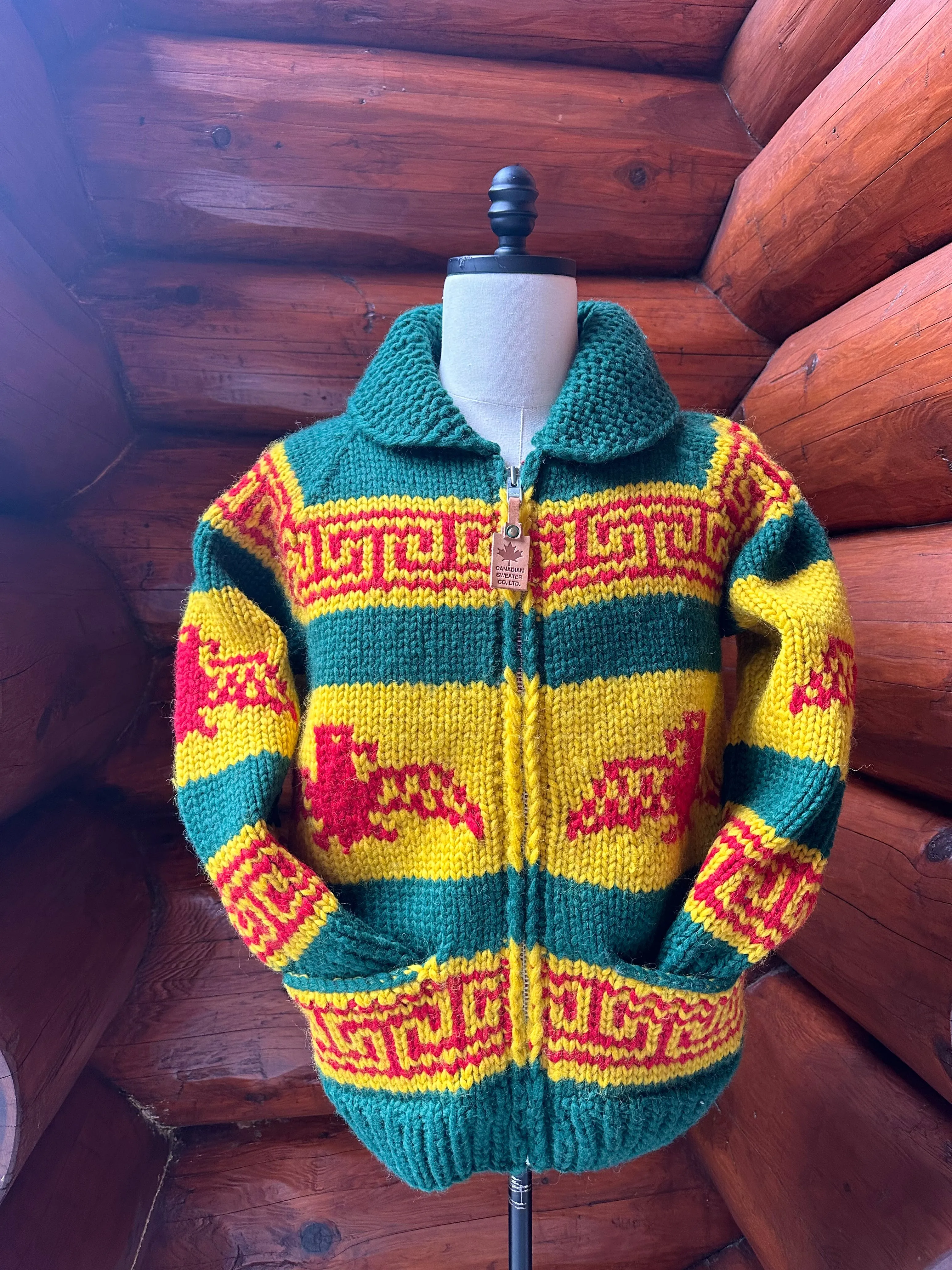 Canadian Knit Sweater - Yellow Eagle