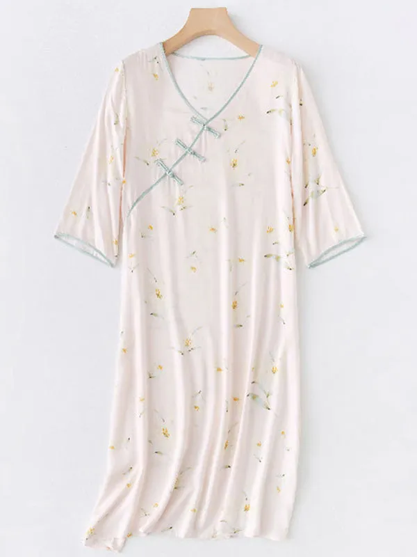 Casual Flower Print Cotton Nightdress