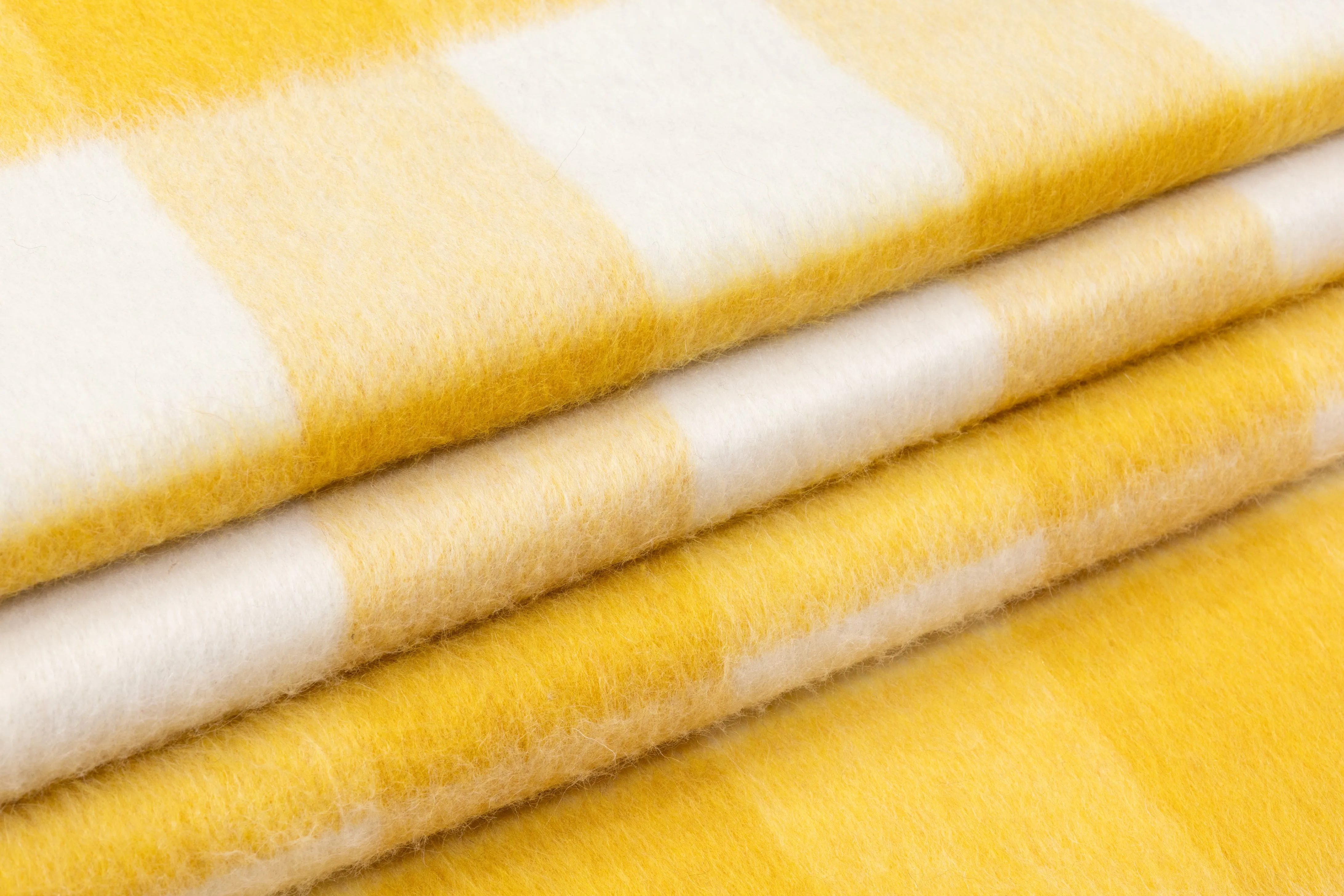 Checked Italian Wool Blend Coating - Yellow / White