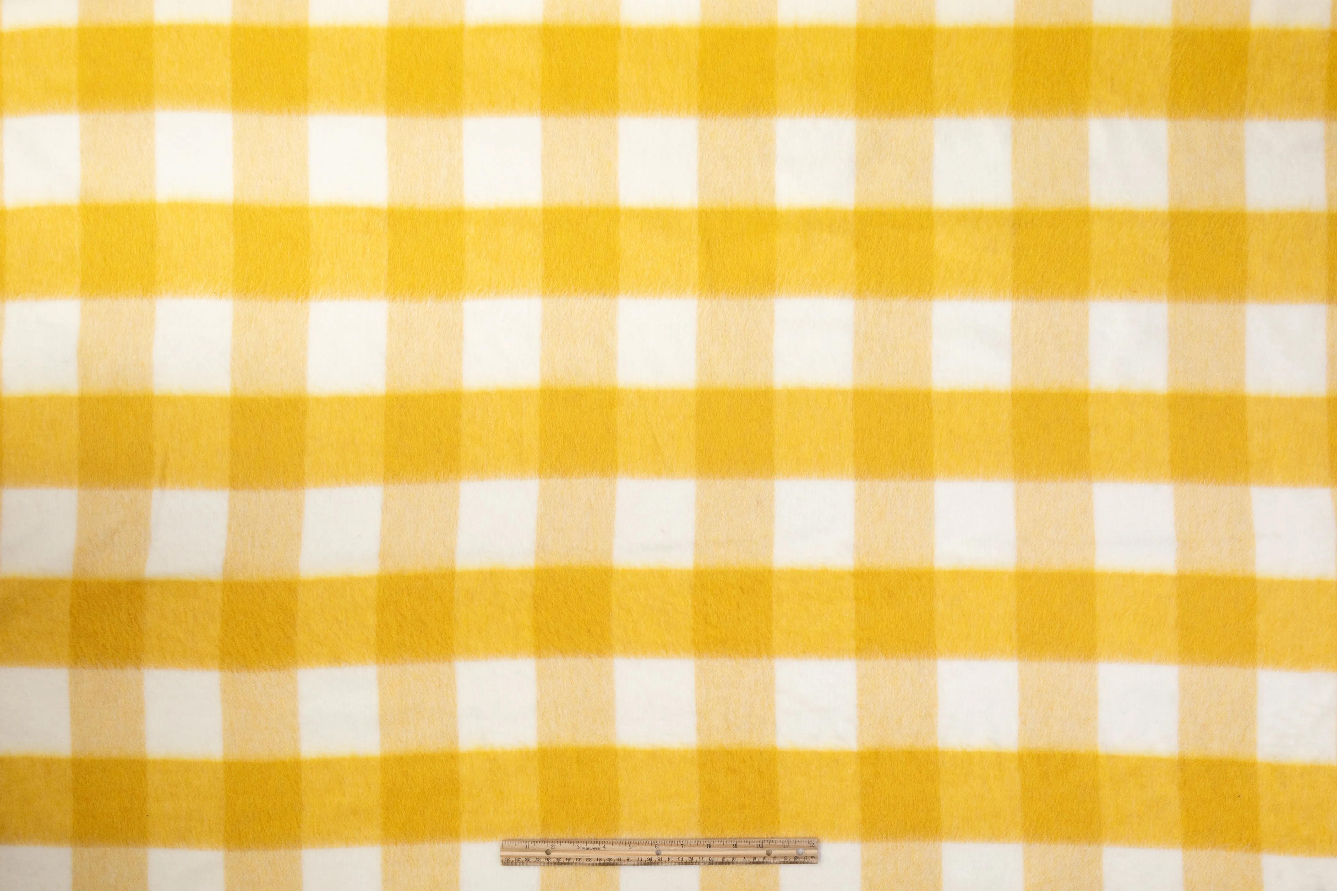 Checked Italian Wool Blend Coating - Yellow / White