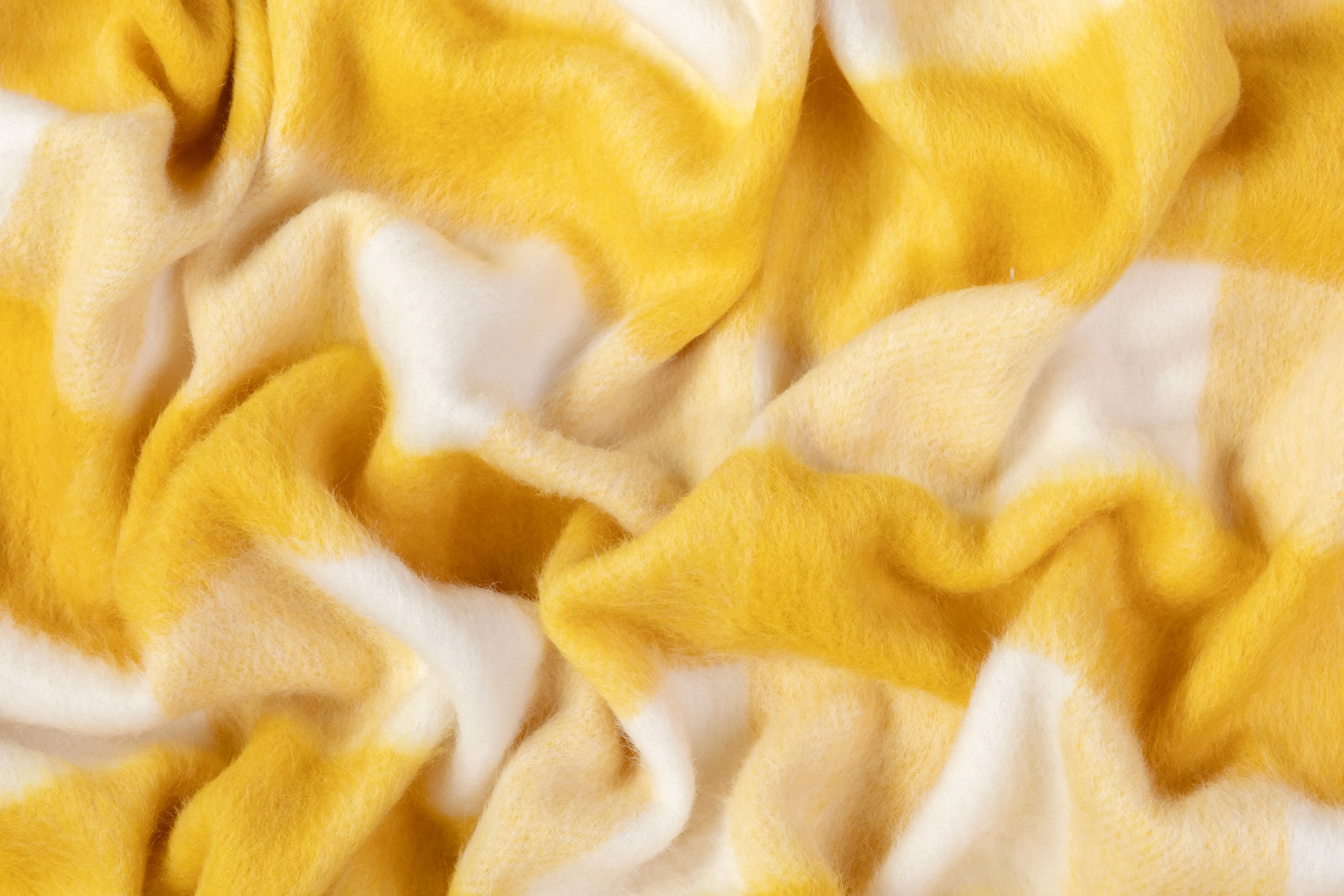 Checked Italian Wool Blend Coating - Yellow / White