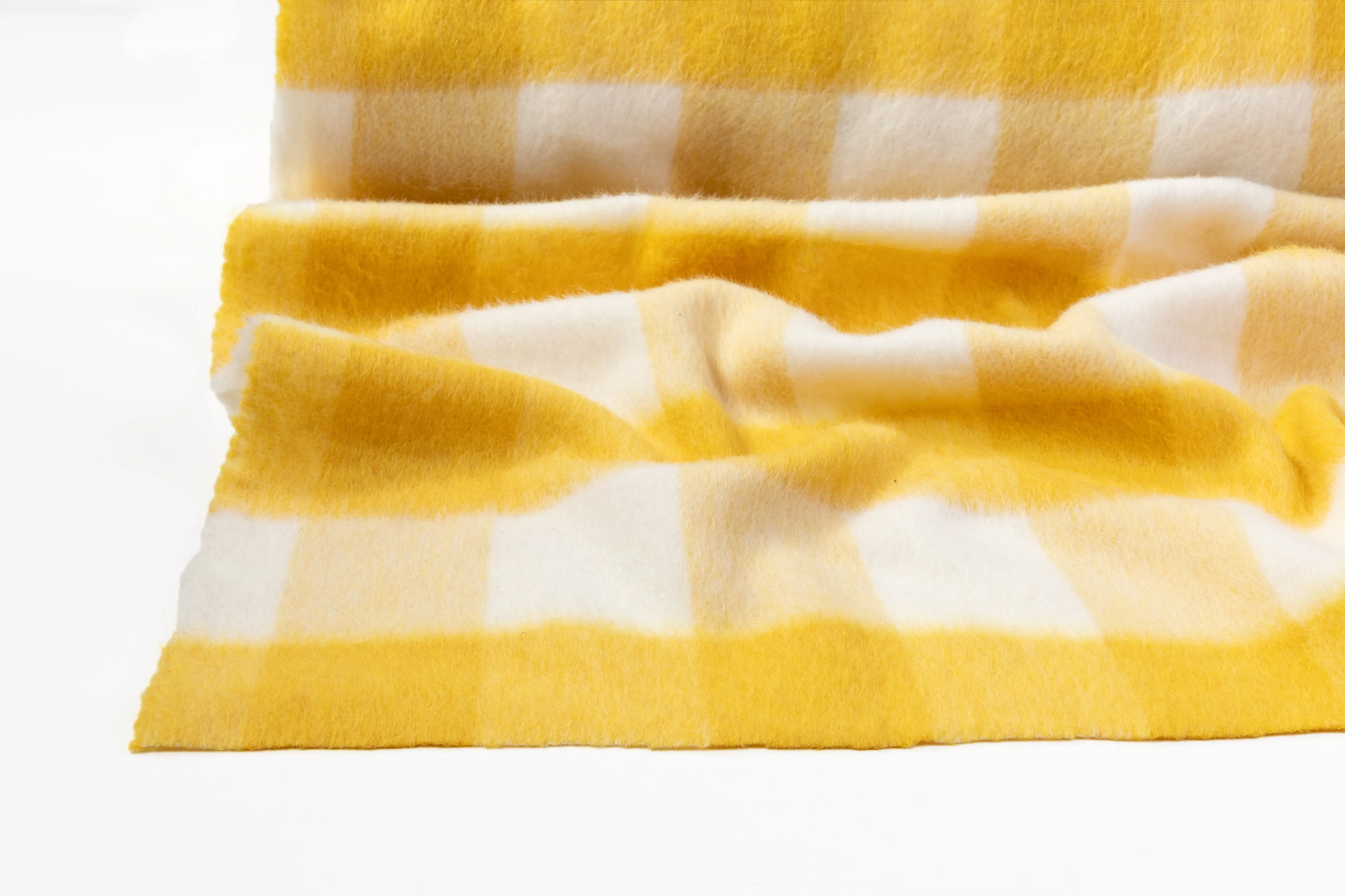 Checked Italian Wool Blend Coating - Yellow / White