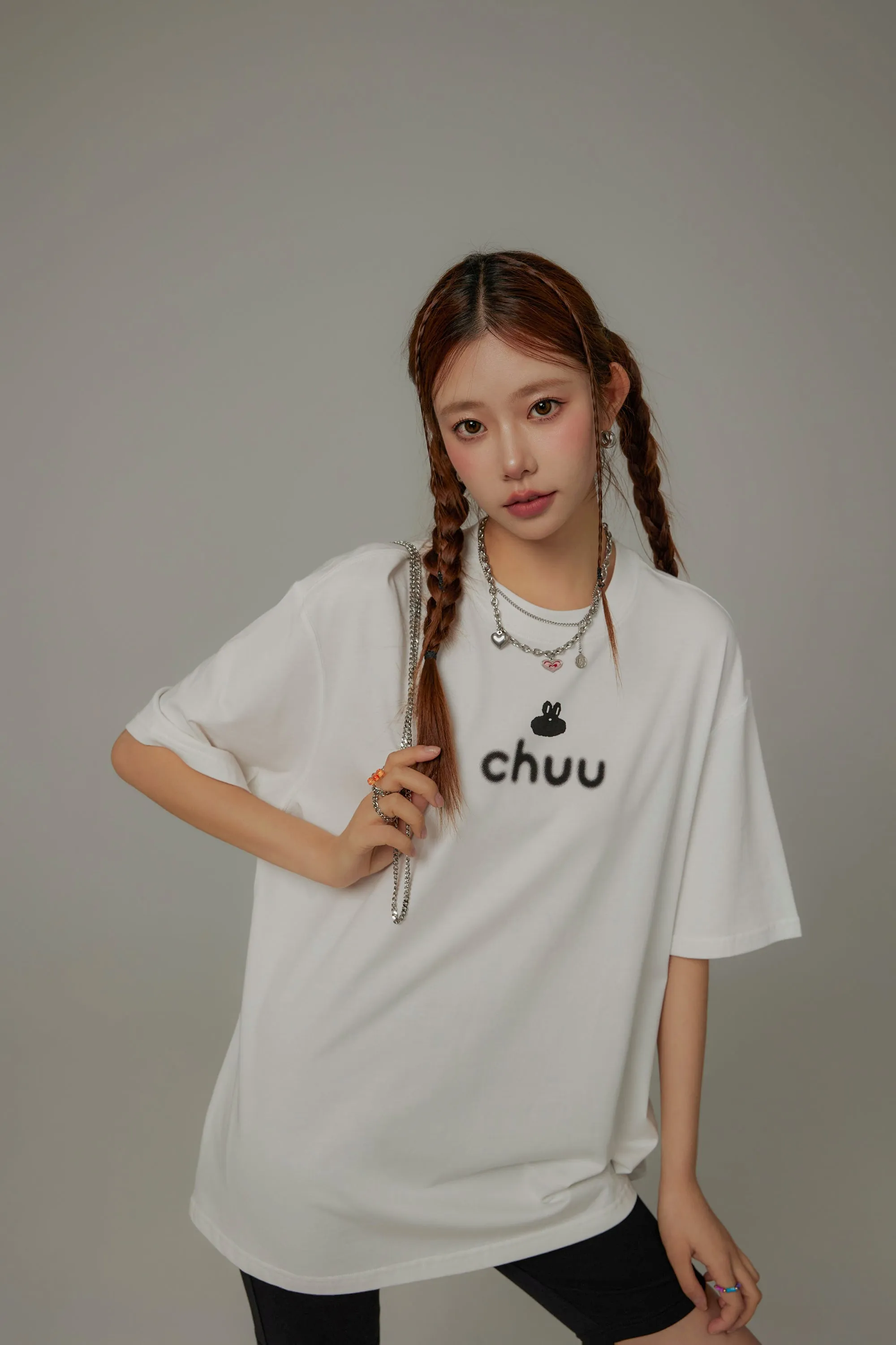 Chuu Lettering Basic Loose-Fitting T-Shirt