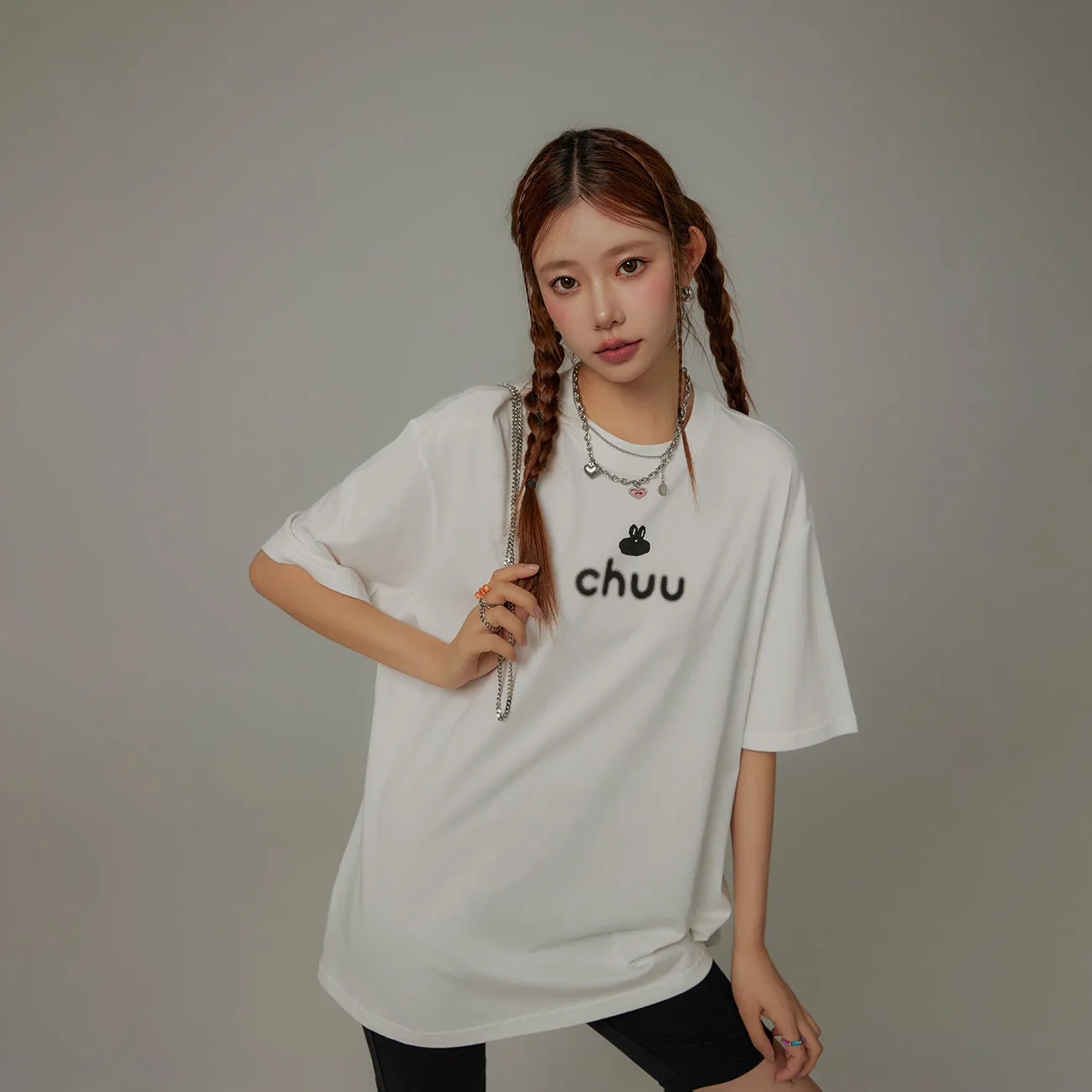 Chuu Lettering Basic Loose-Fitting T-Shirt