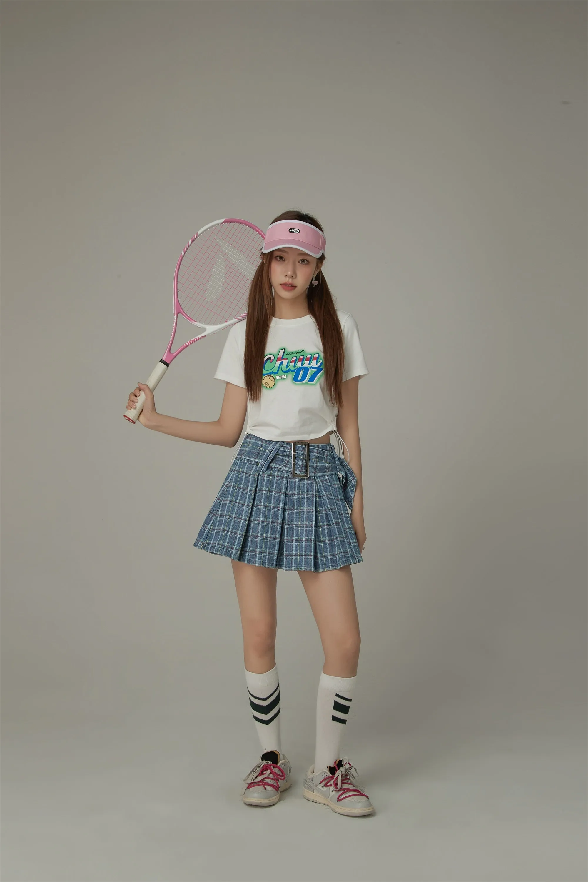 Chuu Lettering Sporty String Crop Short Sleeve T-Shirt