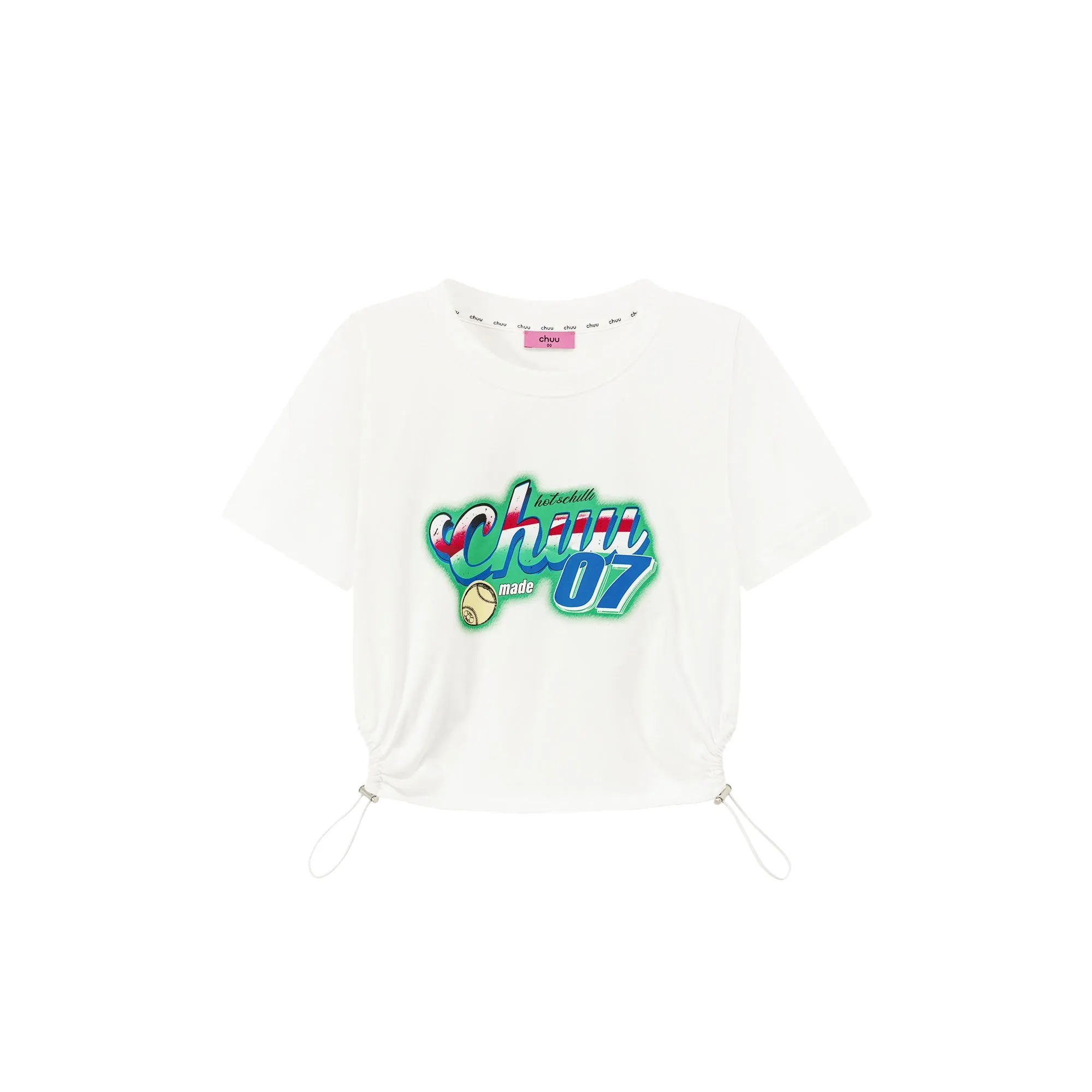 Chuu Lettering Sporty String Crop Short Sleeve T-Shirt