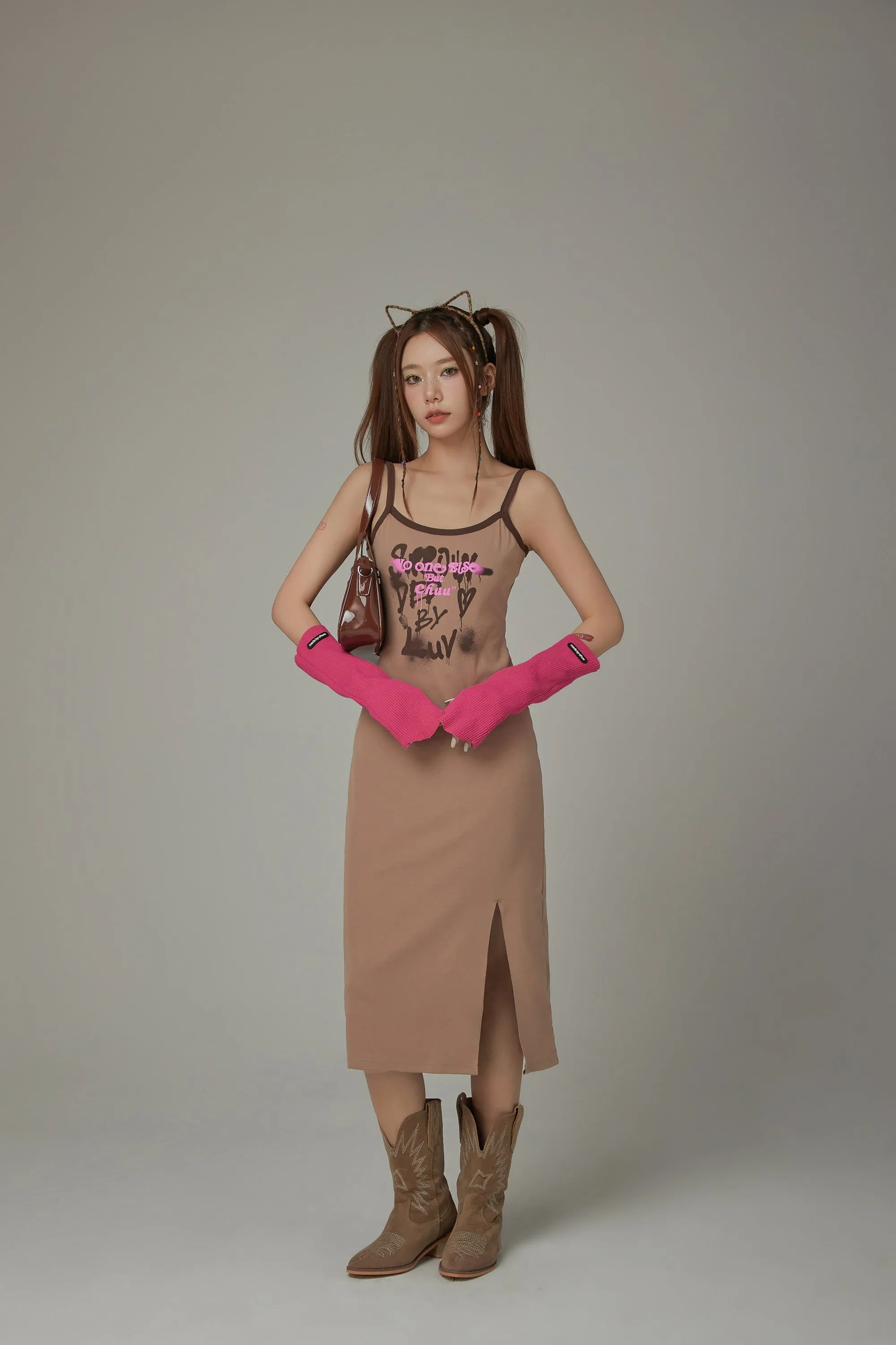 Collab Logo Line Color Long Sleeveless Dress