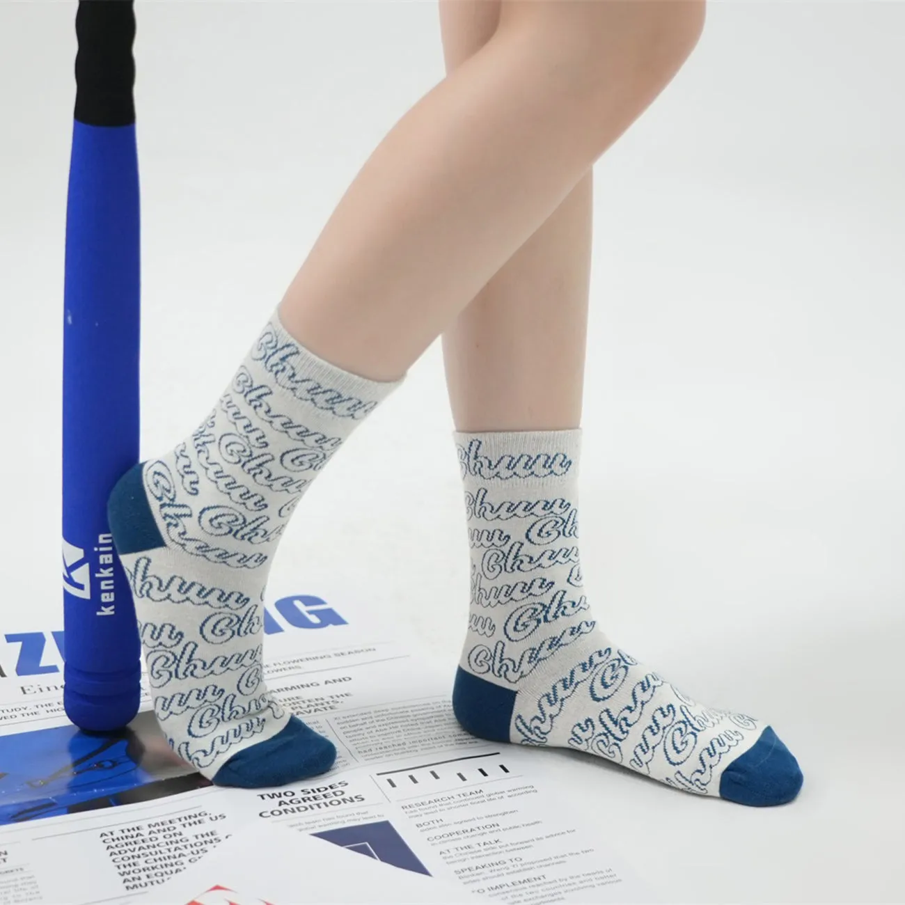 Color Chuu Lettering Pattern Socks