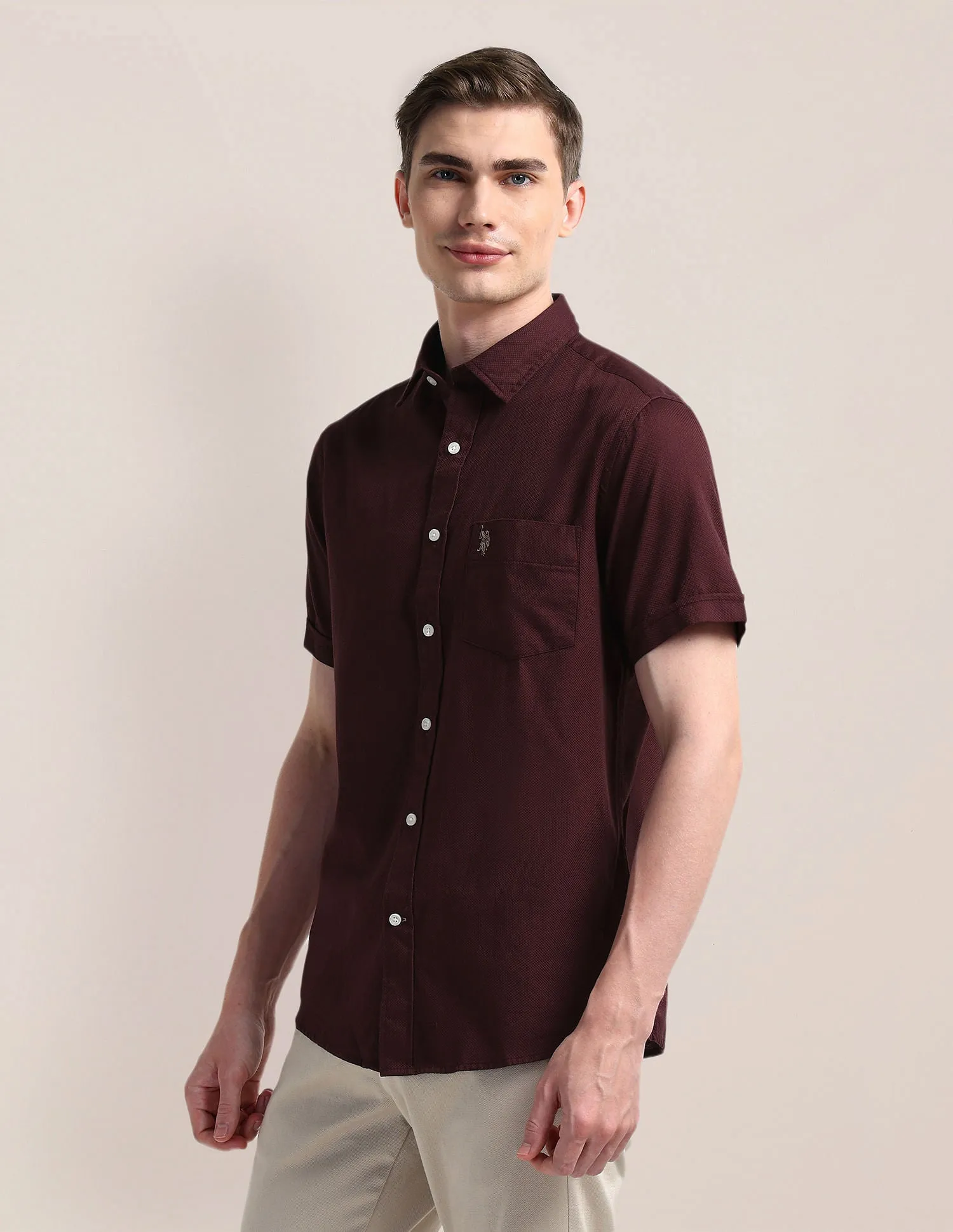 Cutaway Collar Premium Cotton Shirt