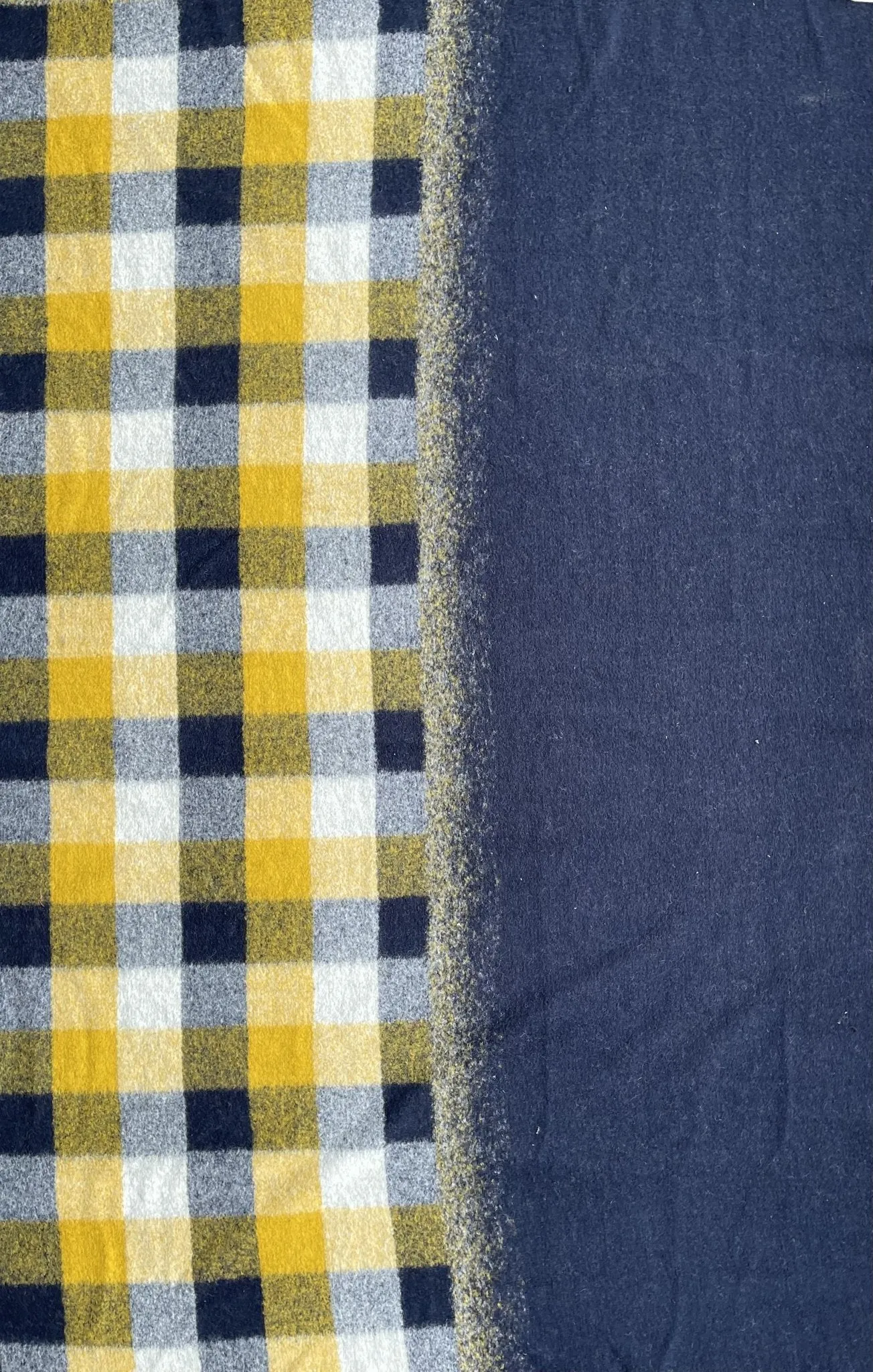 Designer Printed  Yellow Checks Wool Fabric