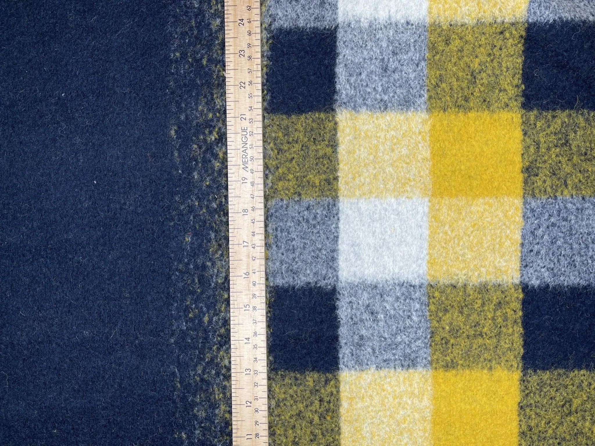 Designer Printed  Yellow Checks Wool Fabric