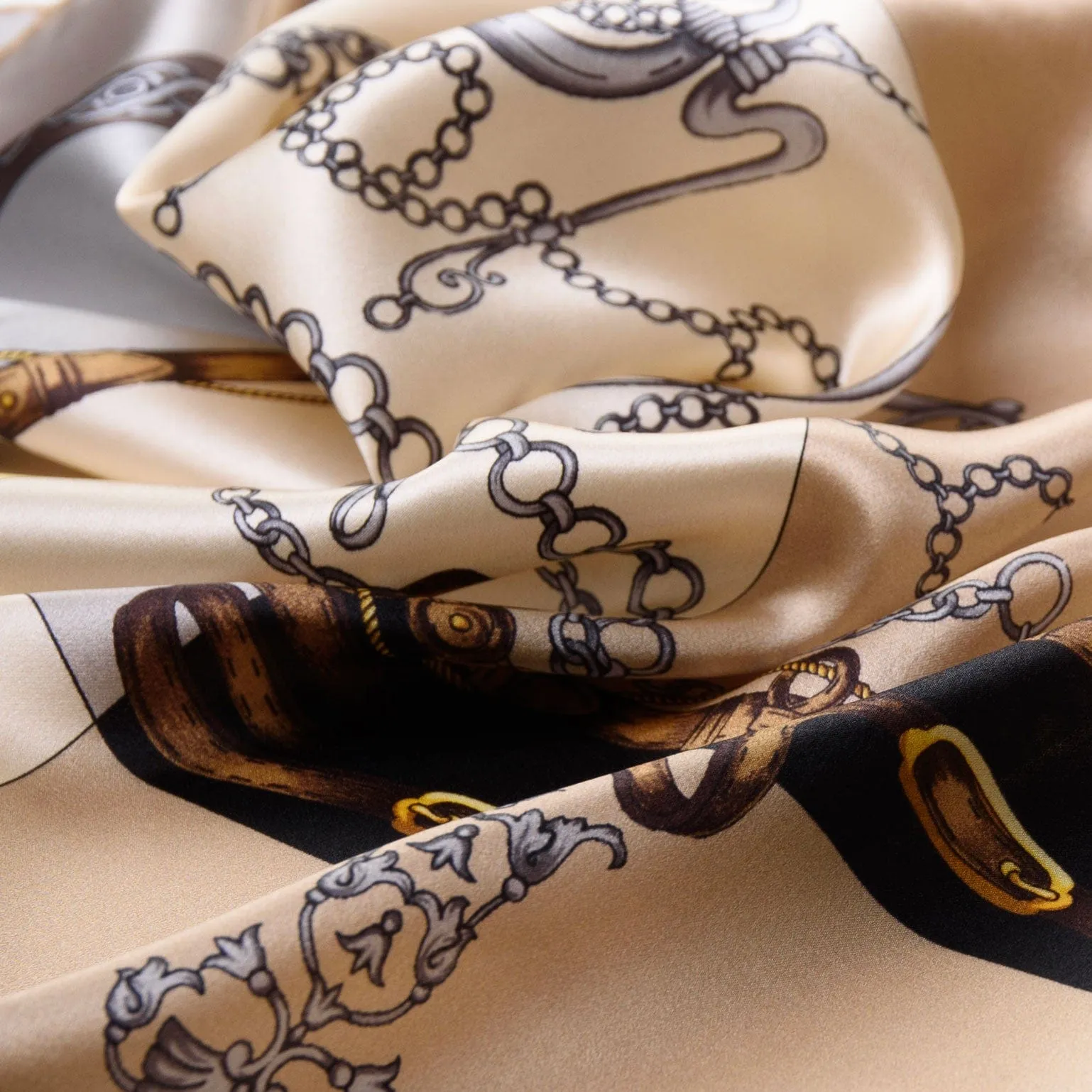 Gabriella - Hand Rolled Silk Foulard - Hazelnut