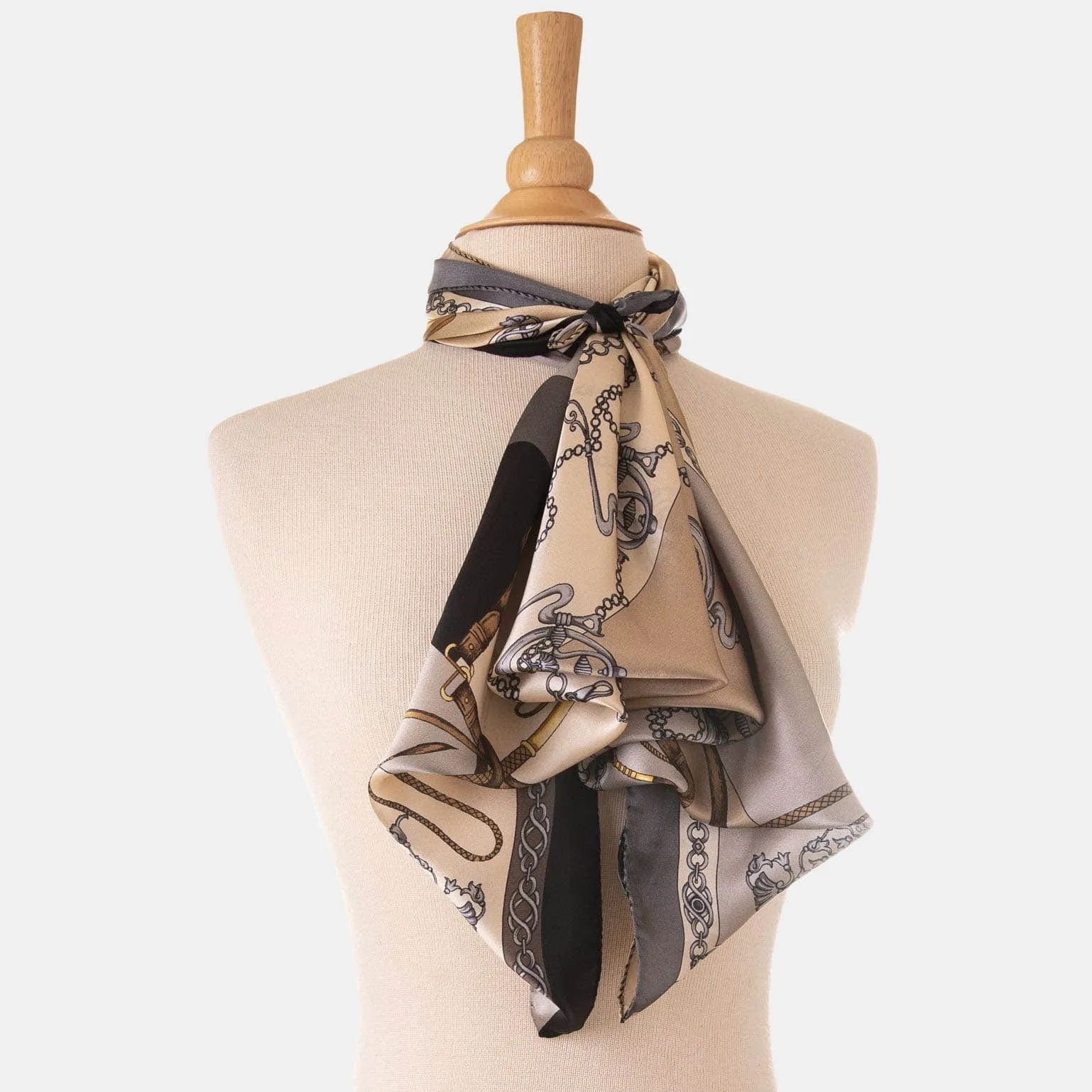 Gabriella - Hand Rolled Silk Foulard - Hazelnut