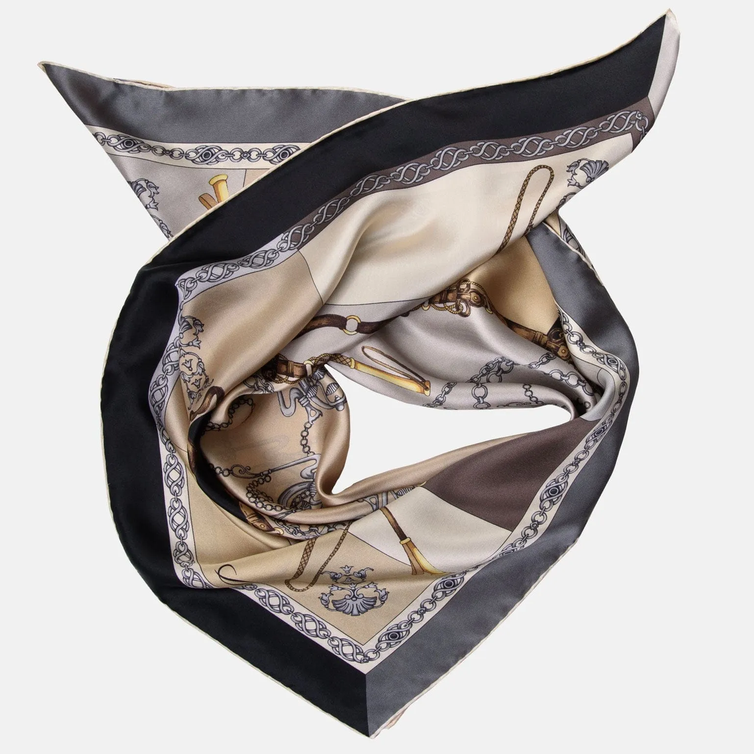 Gabriella - Hand Rolled Silk Foulard - Hazelnut