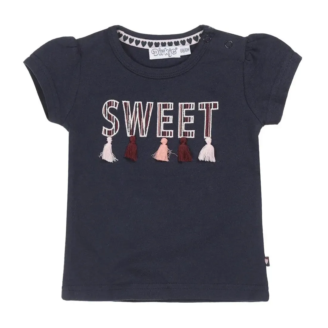 Girls T-shirt Dark Blue Tassels | Dirkje