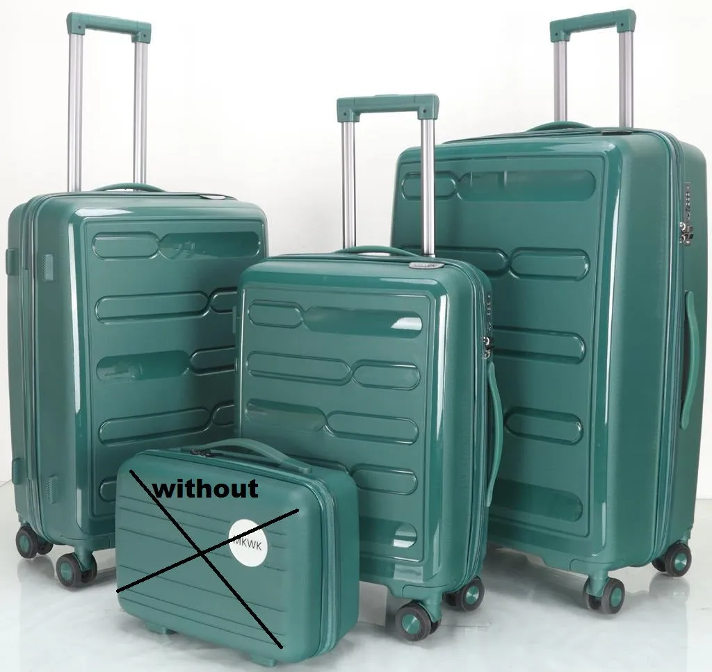 Green Carry-On Hard Luggage Suitcase 3Pcs Sets on 4Wheels Oxford Luggage 3007