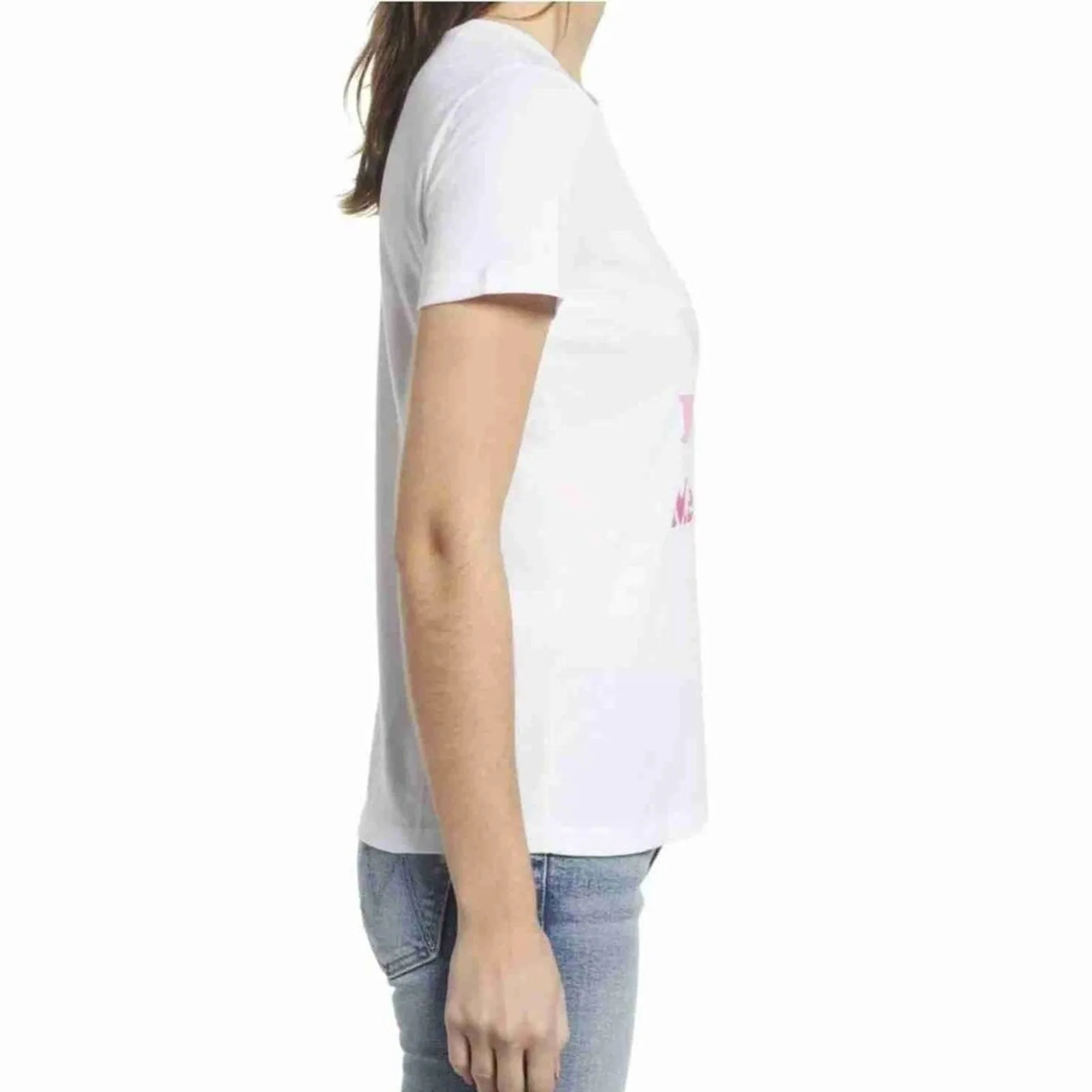 HALOGEN White Short Sleeve Crew Neck Graphic Tee T-Shirt