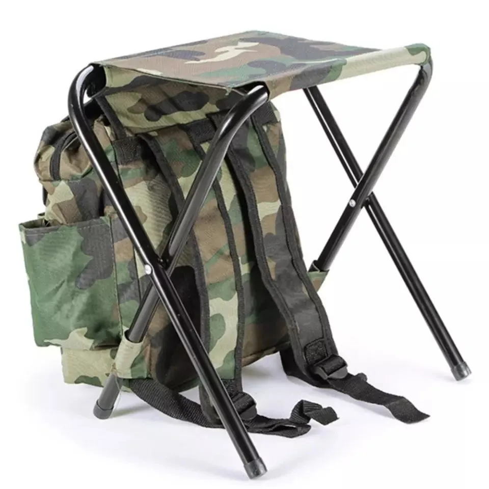 Lightweight Folding Fishing Stool Backpack Chair With Cooler Bag Camping Stool